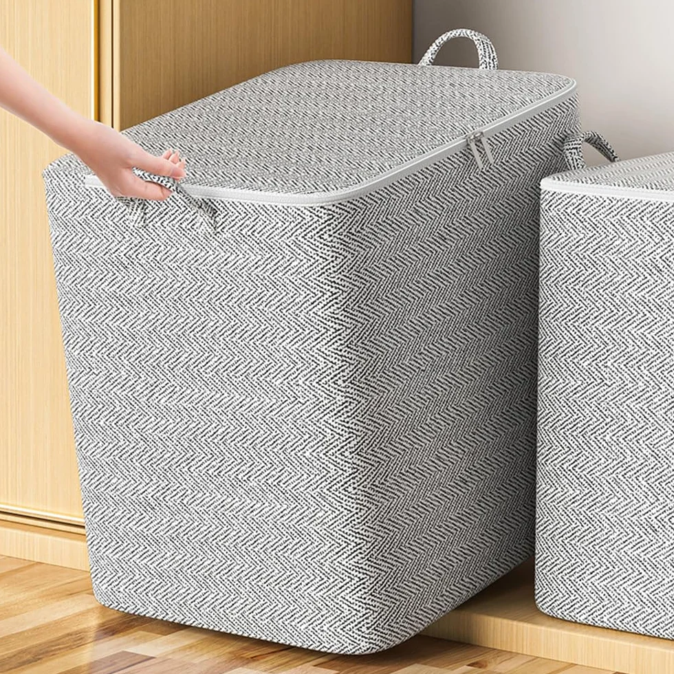 Organizer per Armadio Grande Capacità 220 L, con Coperchio con Cerniera e Divisori Pieghevoli per Cassetti, Scatole per Vestiti per Scaffali