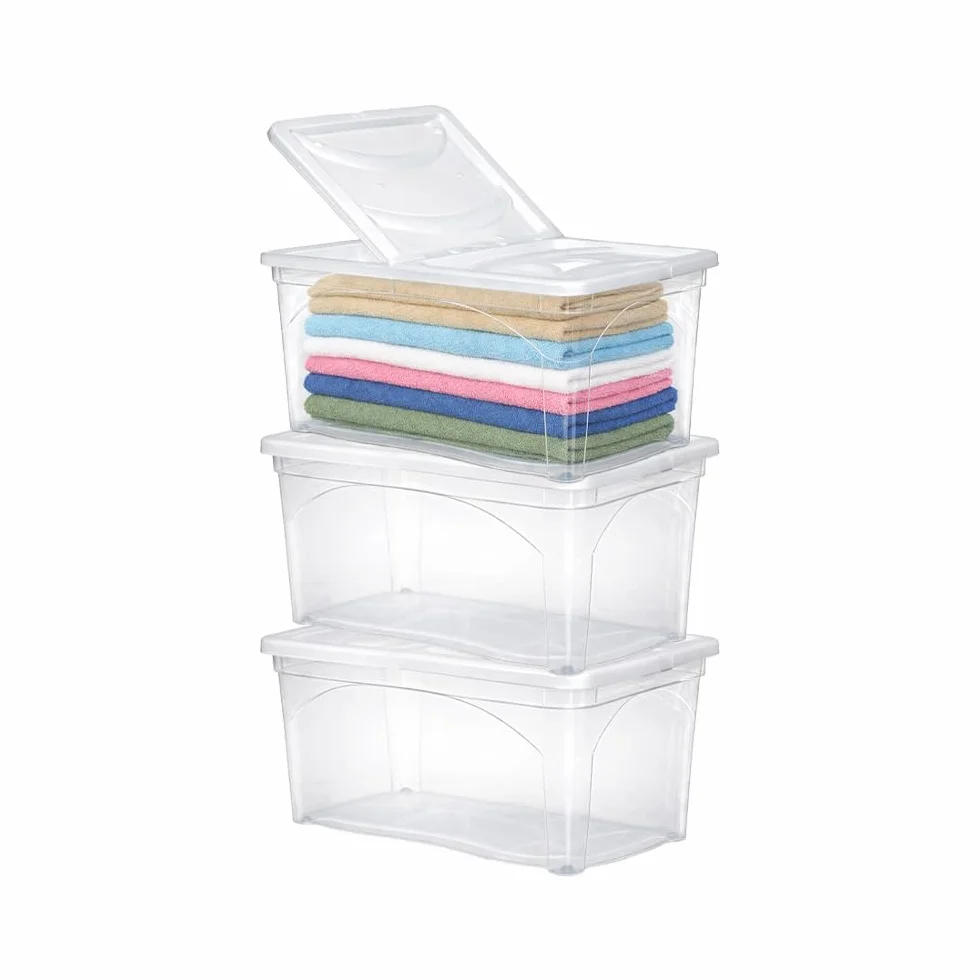 Plastikowy Pojemnik 3-częściowy 60x40x28 cm z Pokrywą i Kółkami