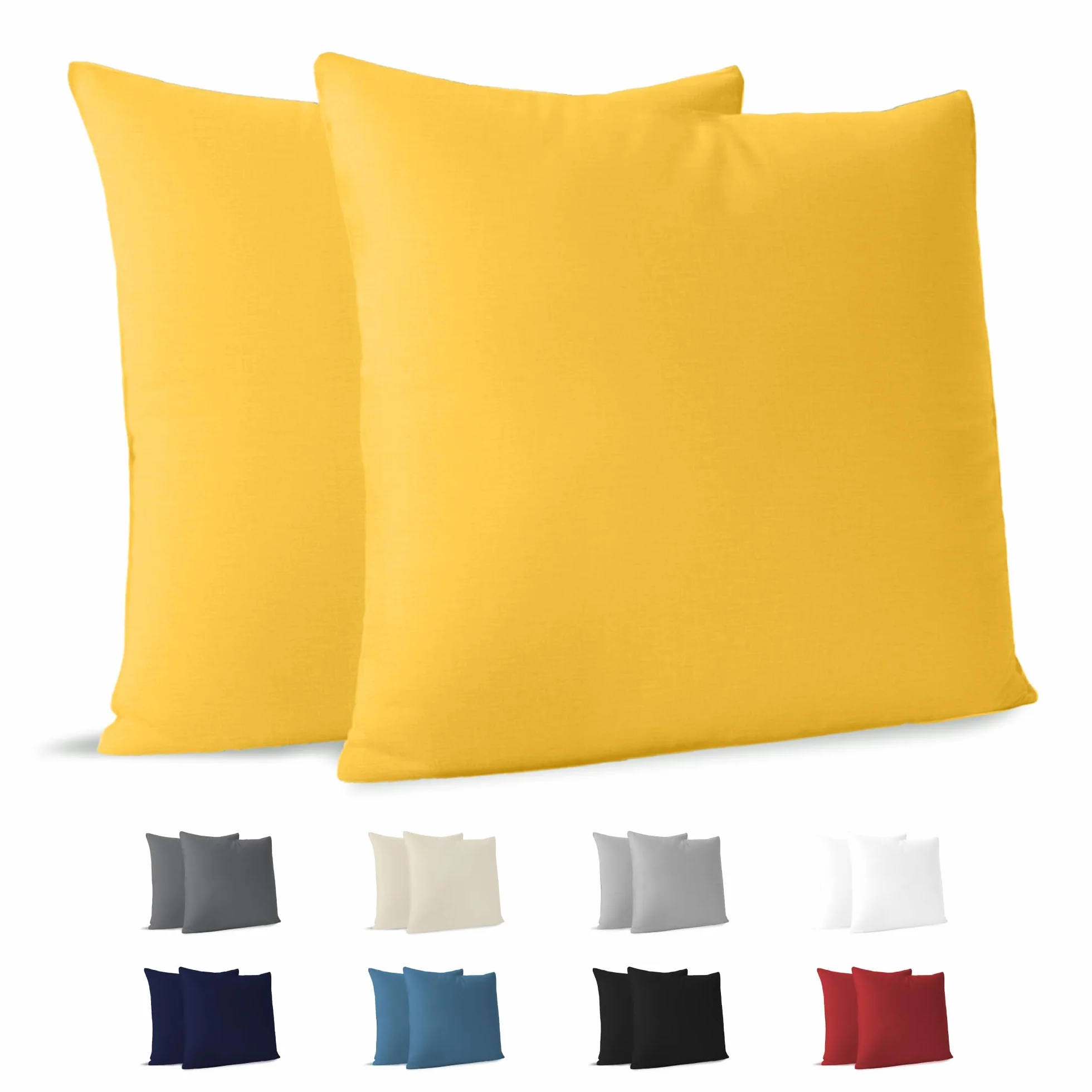 Dreamzie Federe Cuscini 30x30 Set di 2 Giallo 100% Jersey di Cotone Copri Cuscino