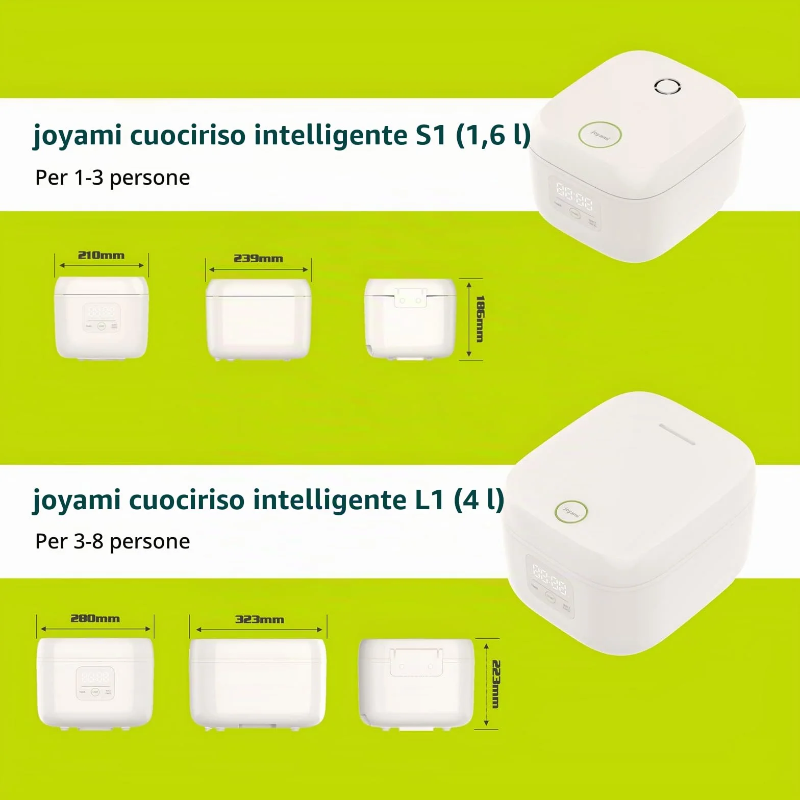Joyami Smart Rice Cooker 0.8L 3.5 Tazze Interno antiaderente Mantenere caldo