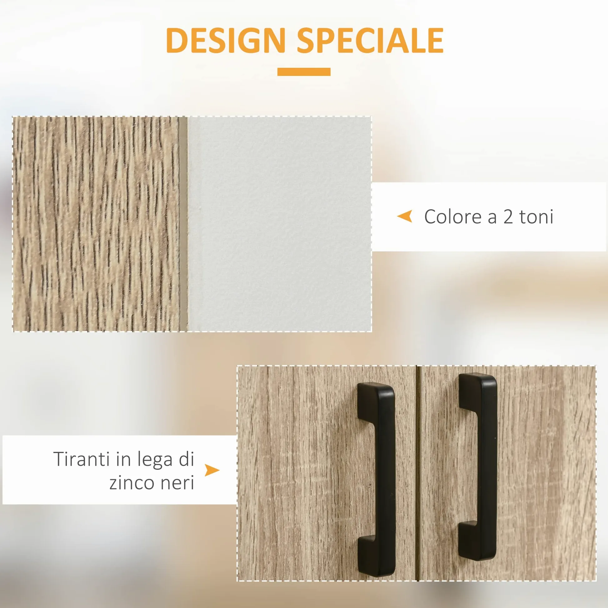 HOMCOM Credenza Cucina con 4 Ripiani Regolabili, Mobile Cucina Dispensa in Legno MDF, 4 Porte e Dispositivo Antiribaltamento, 80x40x182cm, Color Legno e Bianco