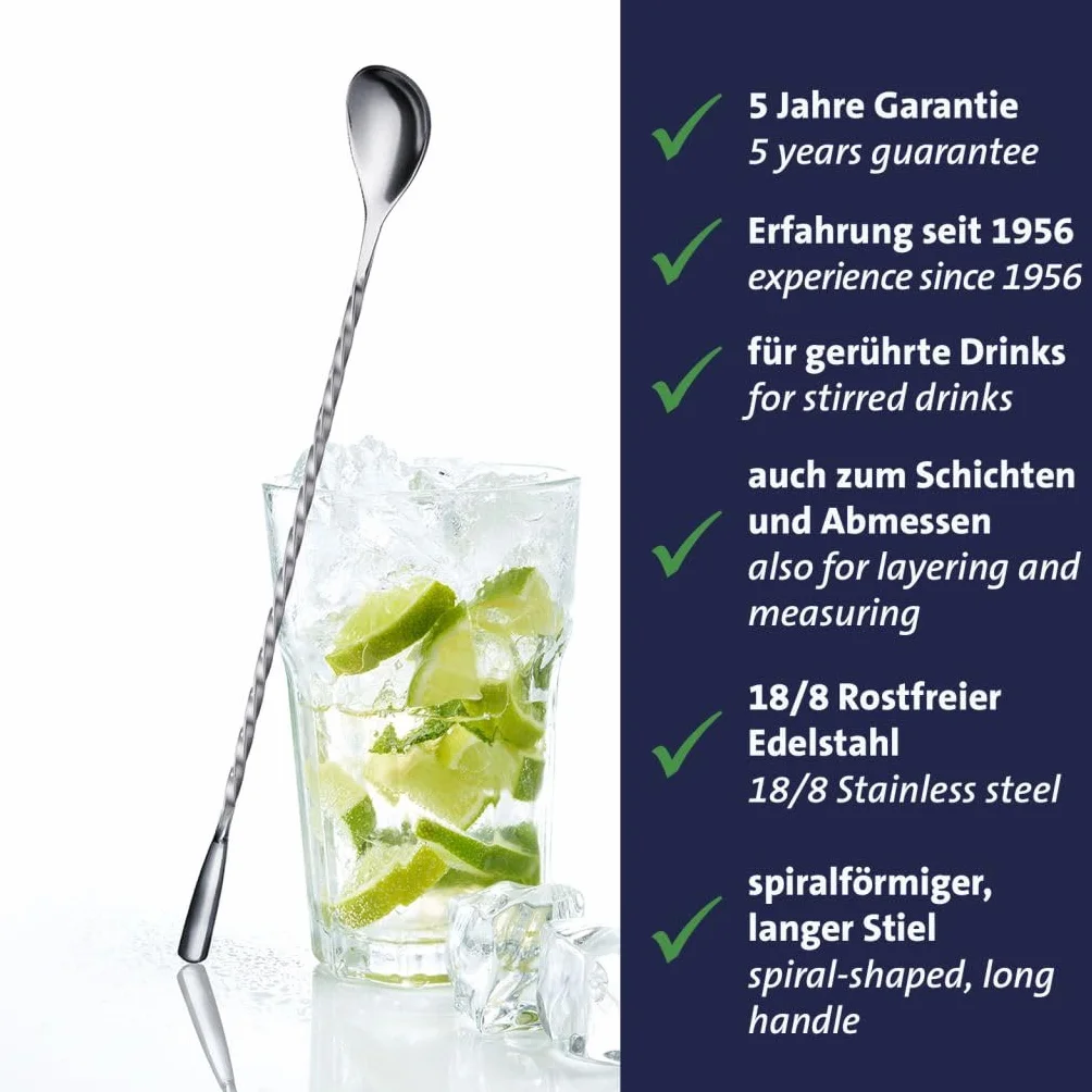 Westmark Cucchiaio da bar James – accessorio da bar per miscelare cocktail, acciaio inox 18/8