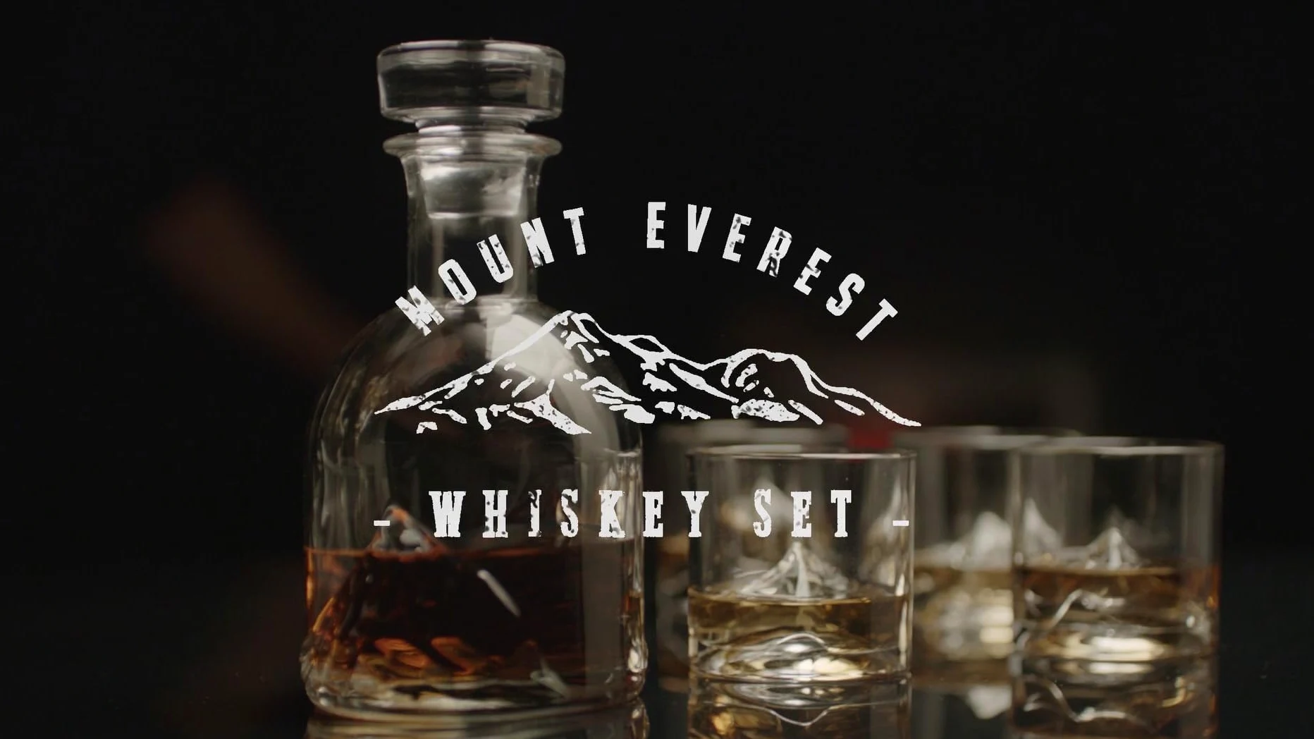LIITON Everest - Set di 5 bicchieri da whisky in cristallo con caraffa da whisky, regalo per uomo, per cocktail, gin, bourbon, rum