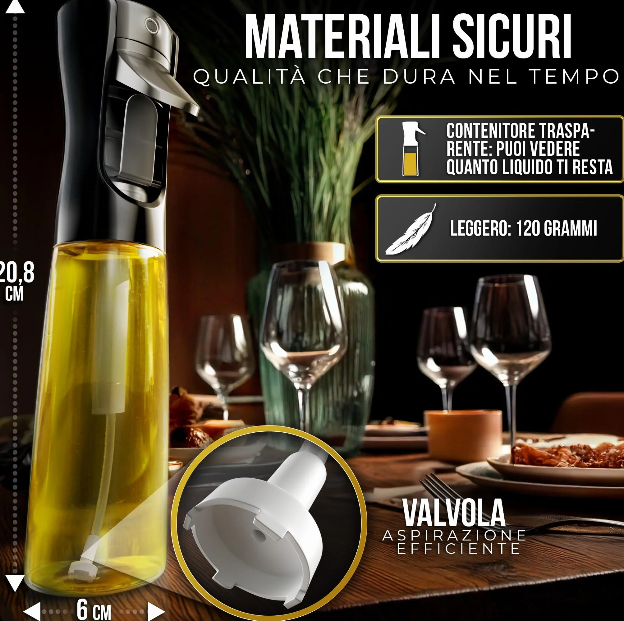 ActivoTex Spruzzatore Olio 300 ml Vaporizzatore Olio da Cucina