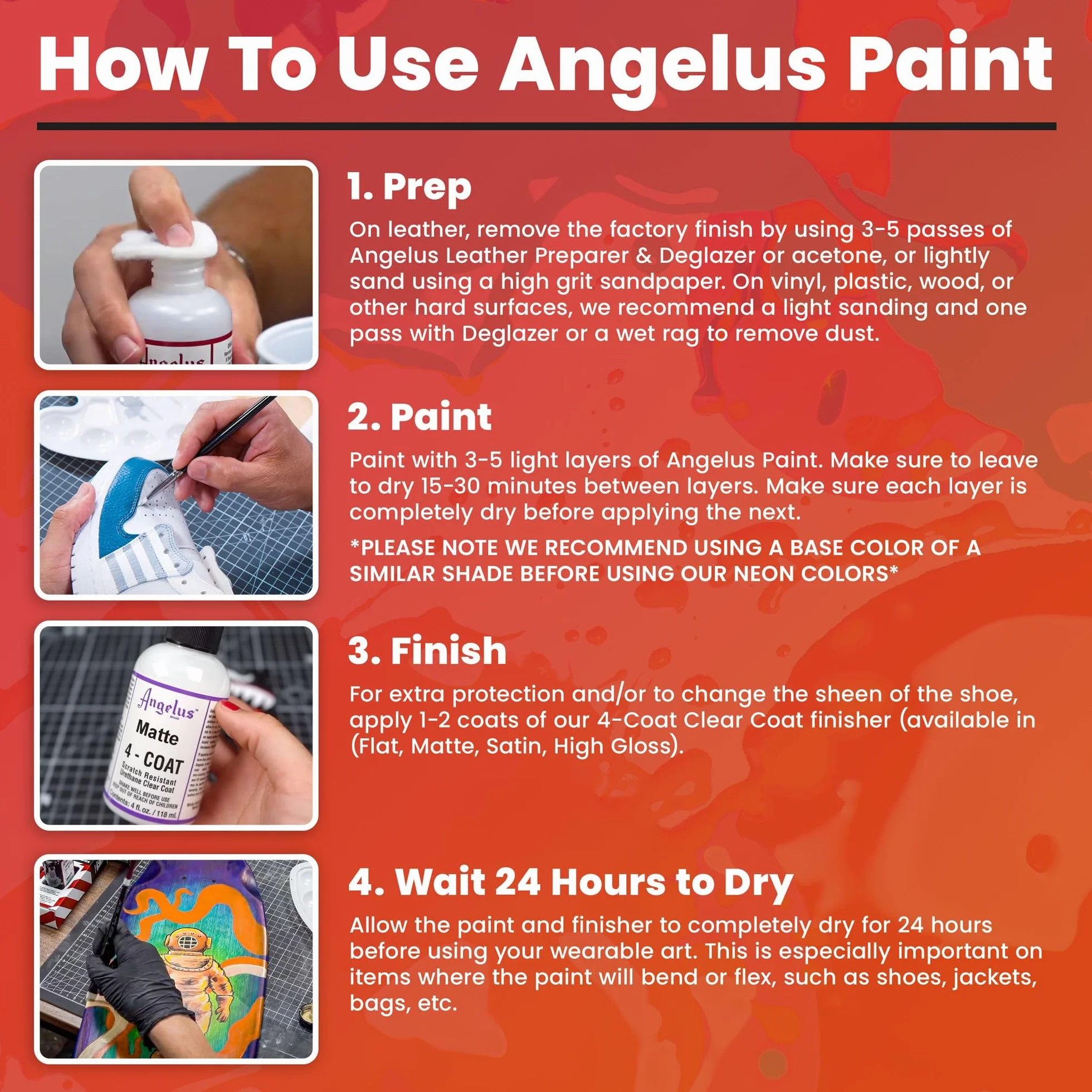 Angelus Kit di partenza colori acrilici per pelle, Multicolor, 1 Oz