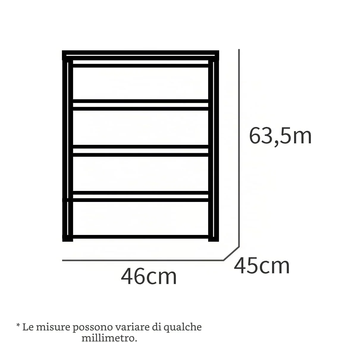 MUEBLES PITARCH | Cassettiera 4 Cassetti, Bianco Lucido, 63,5x46x45 cm (altezza x larghezza x profondità), Collezione Tibet