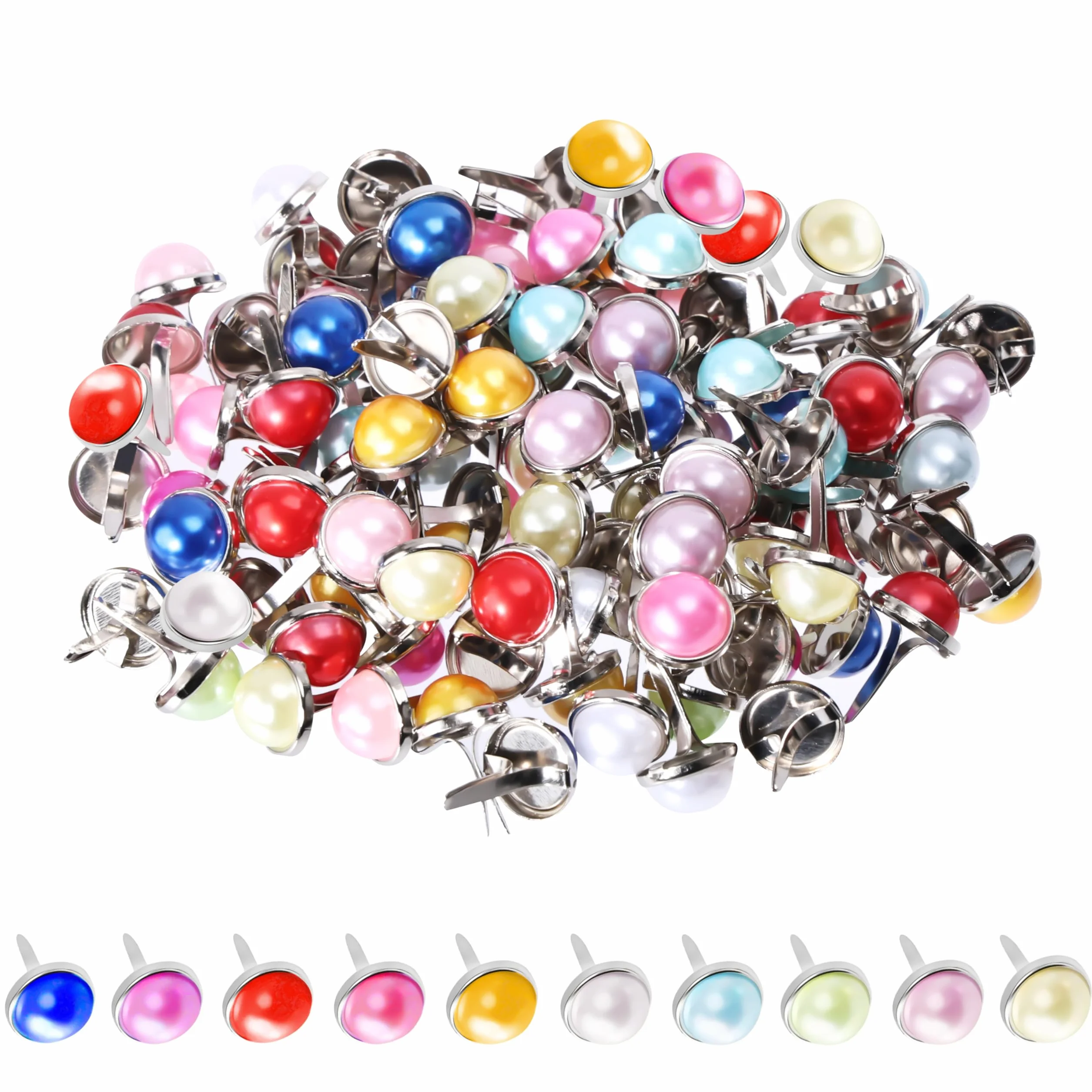 Fermacampioni 100 Pezzi Perni di Fissaggio Multicolore 9.5mm per Carta Scuola Ufficio Clip