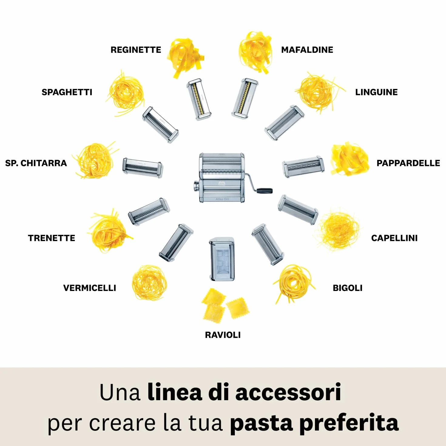 Marcato AC-150-CHI Accessorio Spaghetti Chitarra per Macchina per la Pasta Atlas 150, Acciaio Cromato Argento