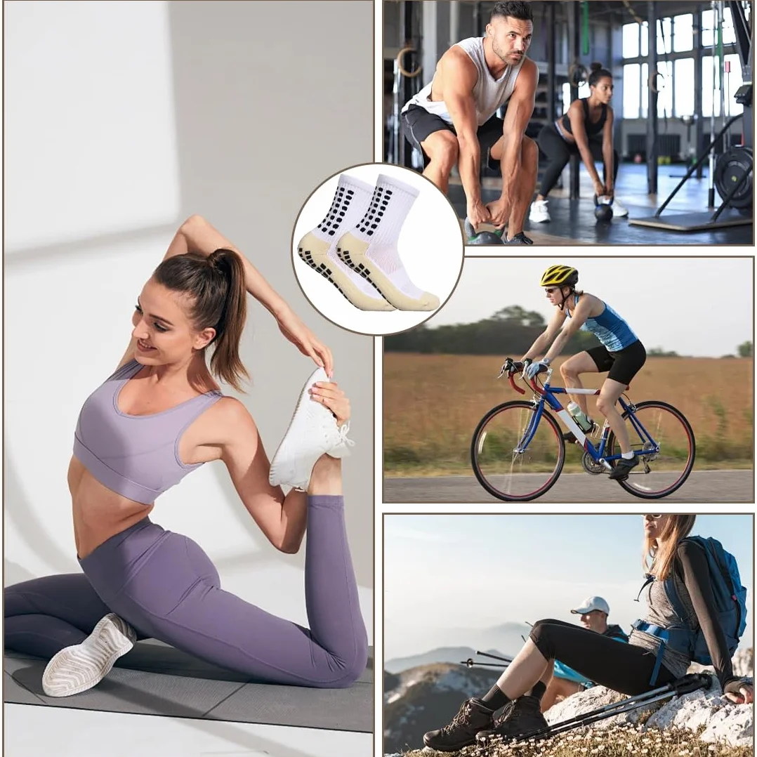 Calzini Calcio Antiscivolo Anti Vesciche Cotone Traspirante Grip Sportivi Uomo Donna 37-45 Ciclismo Trekking Bianco