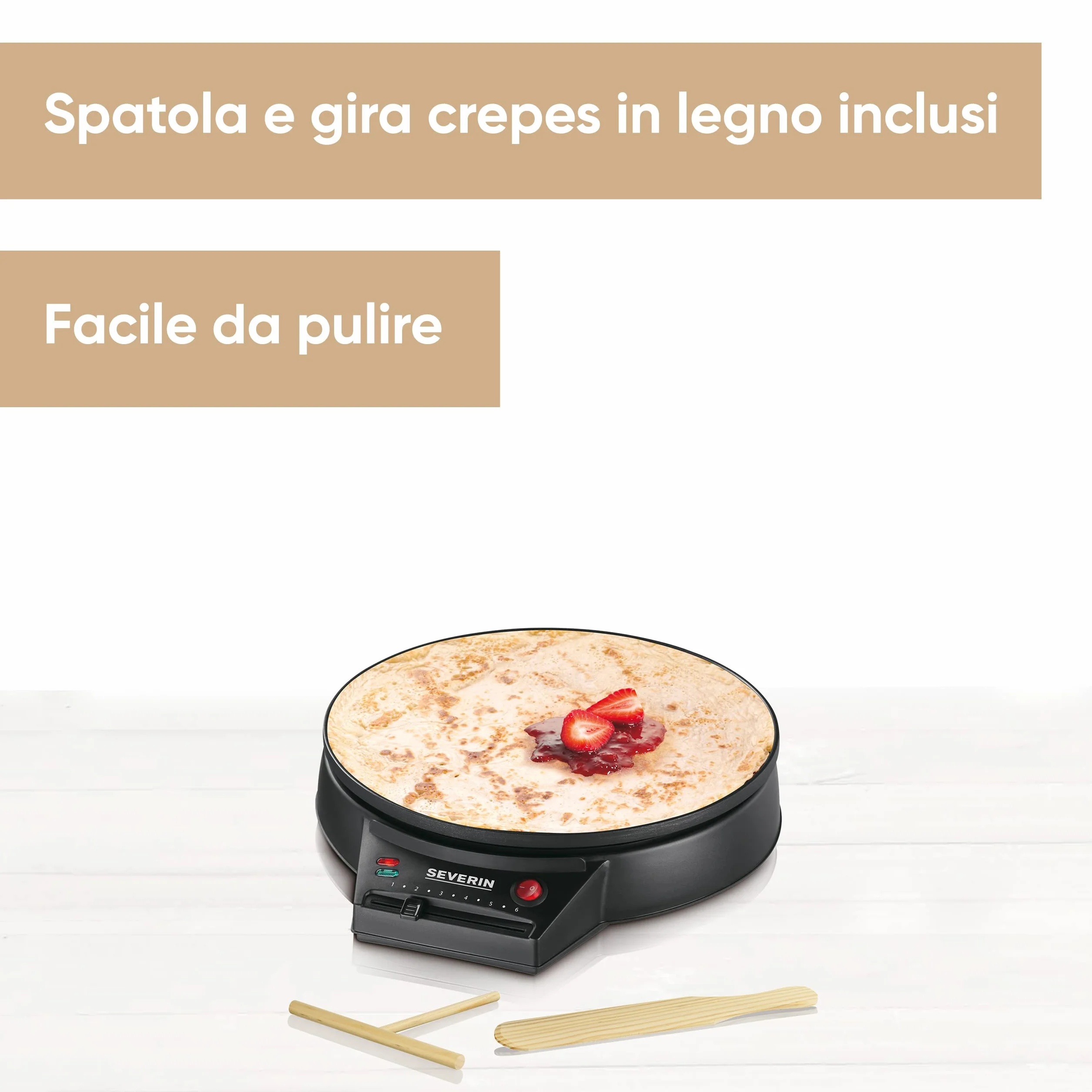 SEVERIN Crepiera Elettrica 30 cm 1000W Piastra Antiaderente Temperatura Regolabile CM 2198