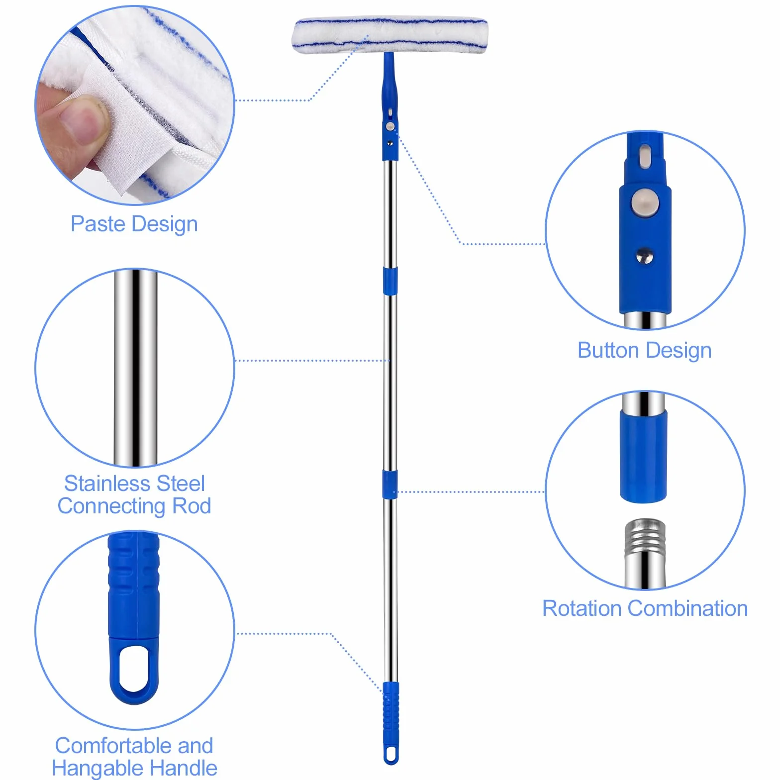 Tergivetro Telescopico 120cm Spazzola Lavavetro con Prolunga Set Micro Lavavetri Flessibili