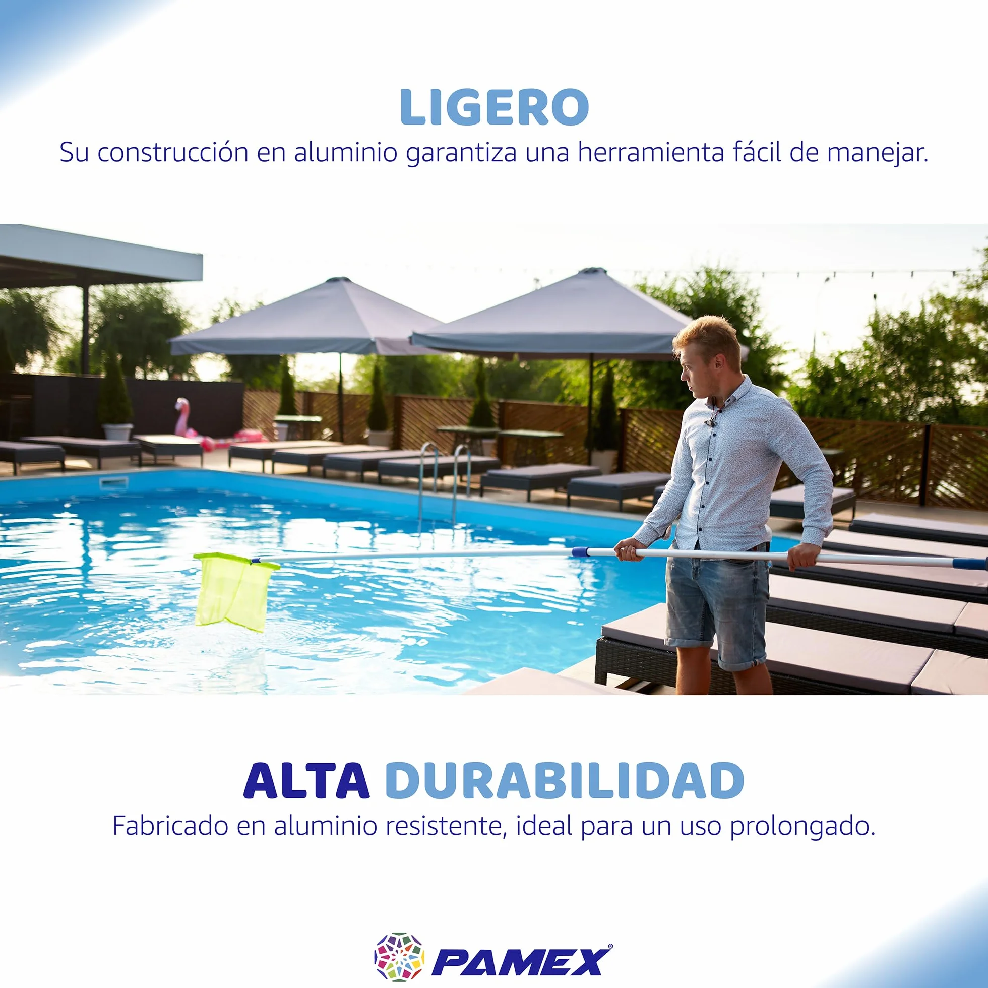 PAMEX Bastone estensibile 5 metri. Bastone con manico telescopico professionale in alluminio. Prolunga estensibile con filettatura. Resistente alla corrosione e all'usura