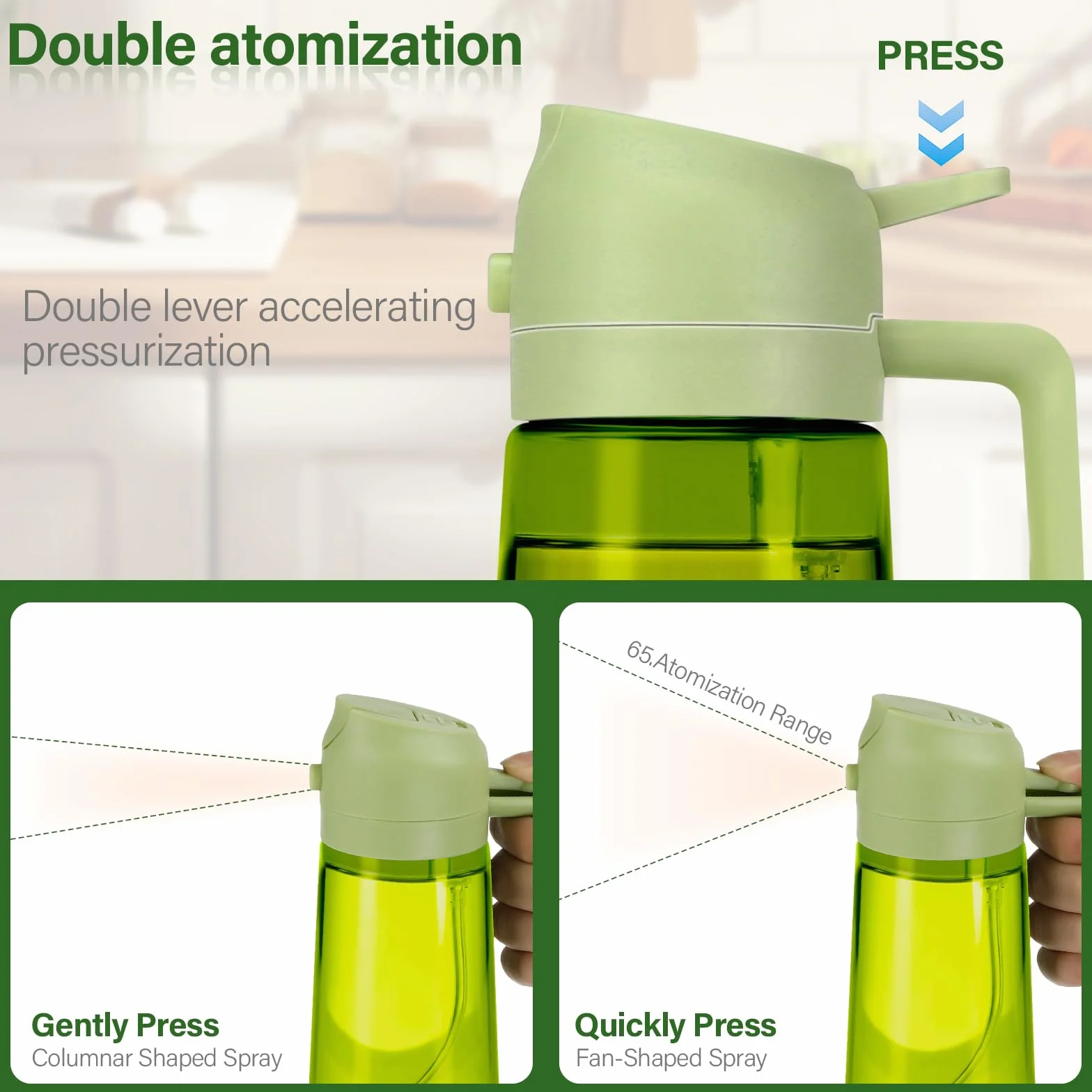 Spruzzatore di olio 2 in 1 per cucina 470 ml con blocco