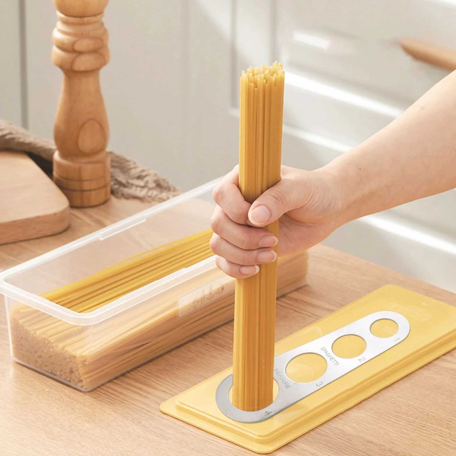 UILYNIU 3 Pezzi Dosaspaghetti in Acciaio Inox, Misura Spaghetti, Dosaspaghetti Dosatore con 4 Fori di Misurazione, Misuratore di Spaghetti, Utensile da Cucina per Misurare la Pasta (Argento)