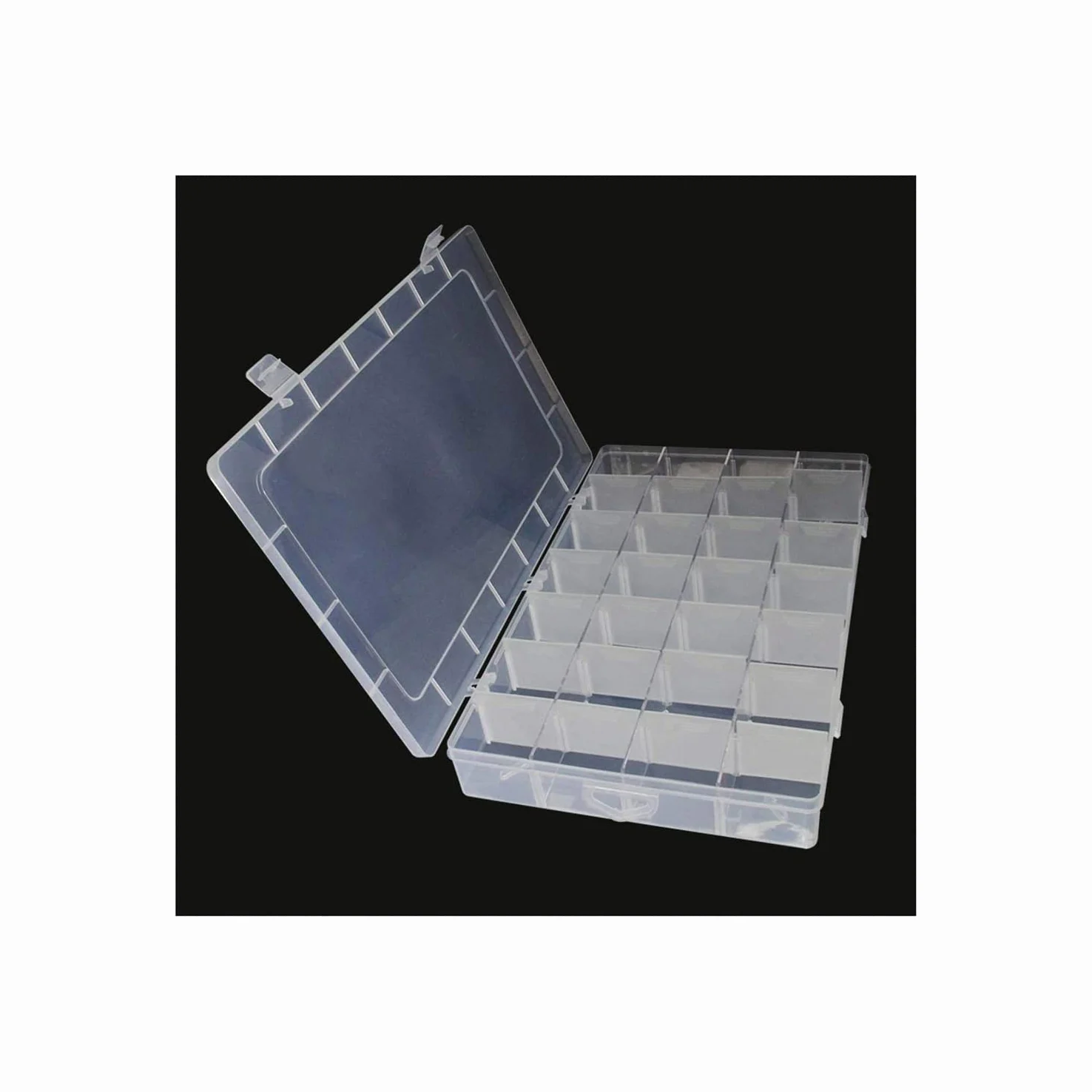 Auniwaig Scatola portaoggetti per componenti in PP, organizer in plastica, contenitore regolabile, griglie rimovibili, scatole per attrezzi, 28 griglie rimovibili, per piccoli accessori per componenti