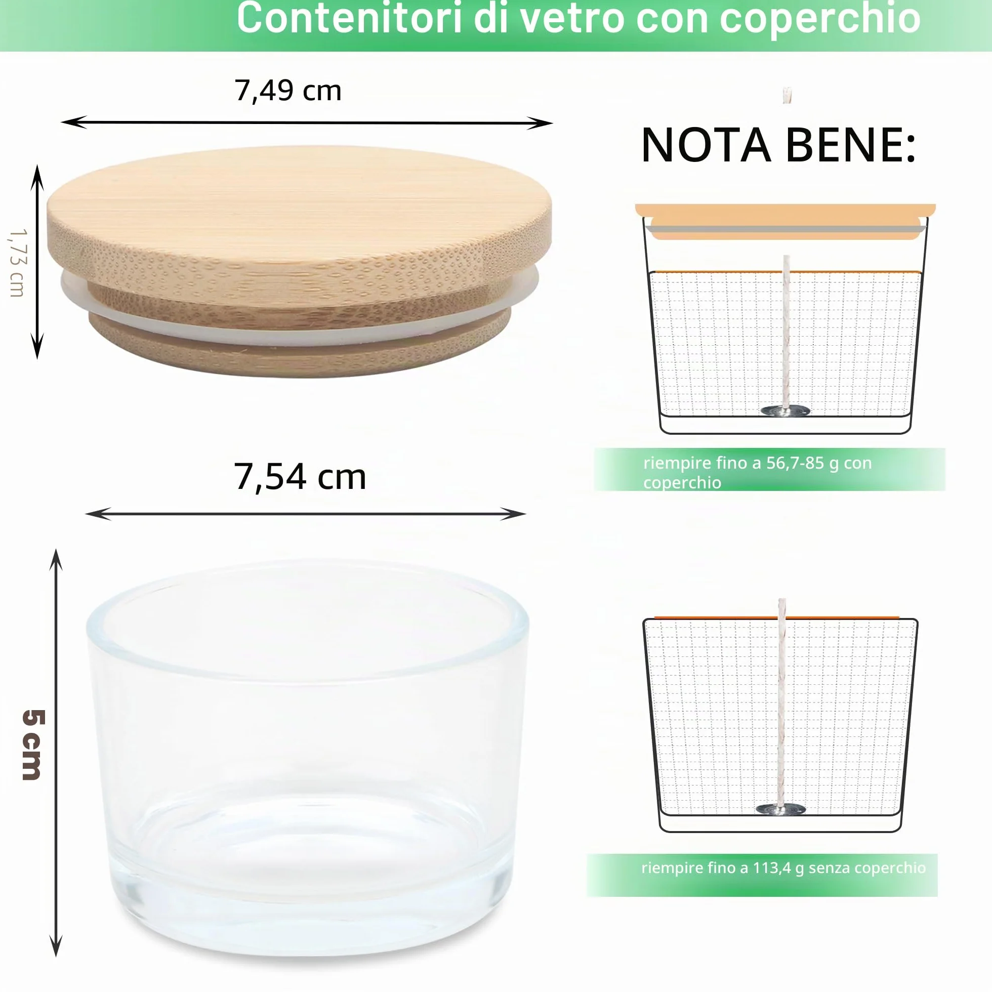 Barattoli di Candela in Vetro Trasparente da 4 OZ con Coperchi, 20 Confezioni per la Fabbricazione di Candele