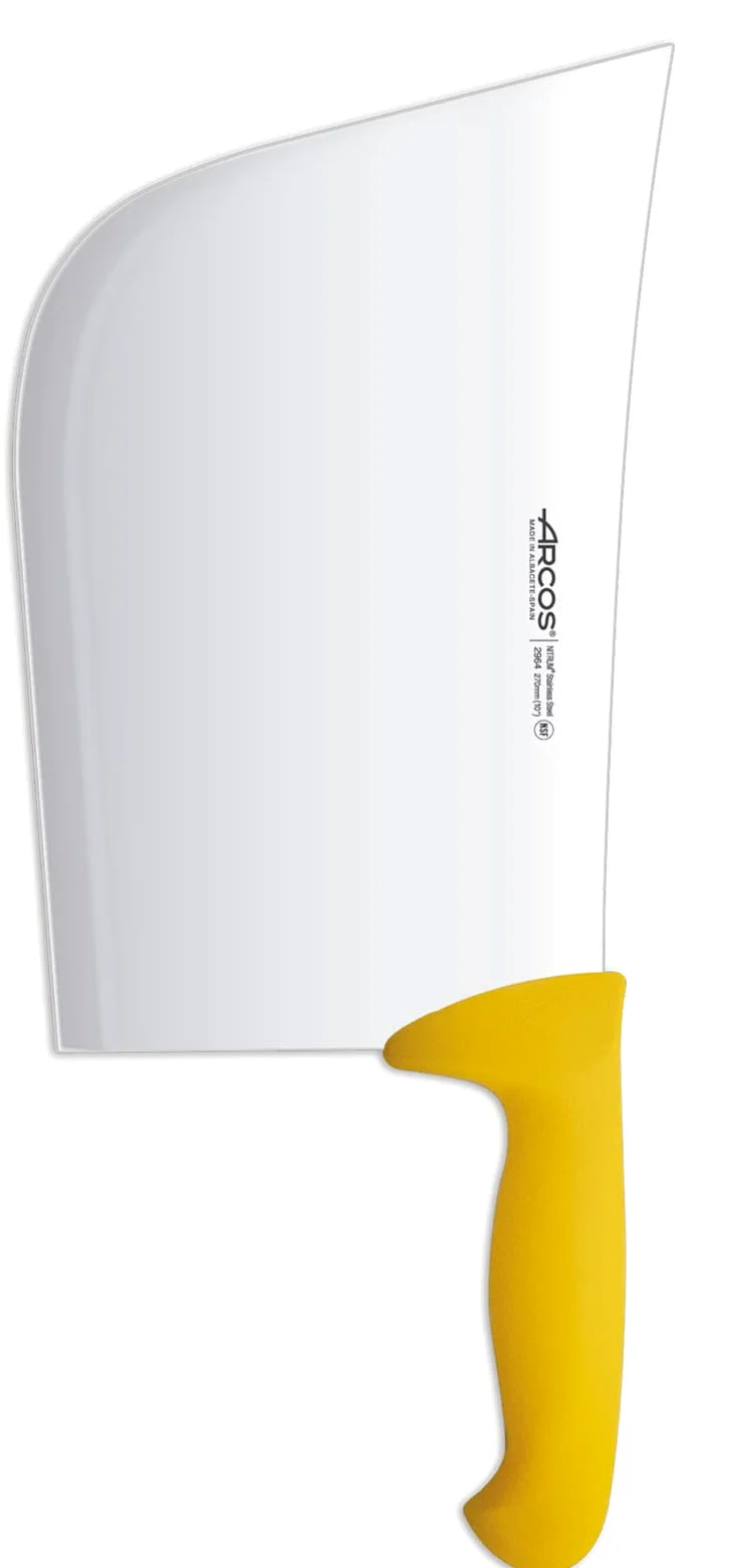 Arcos Coltello da Macellaio Cleaver con Lama in Acciaio Inossidabile 28 cm – Manico in Polipropilene, Sistema di Identificazione Colore, Resistente e Igienico – Giallo, Serie 2900