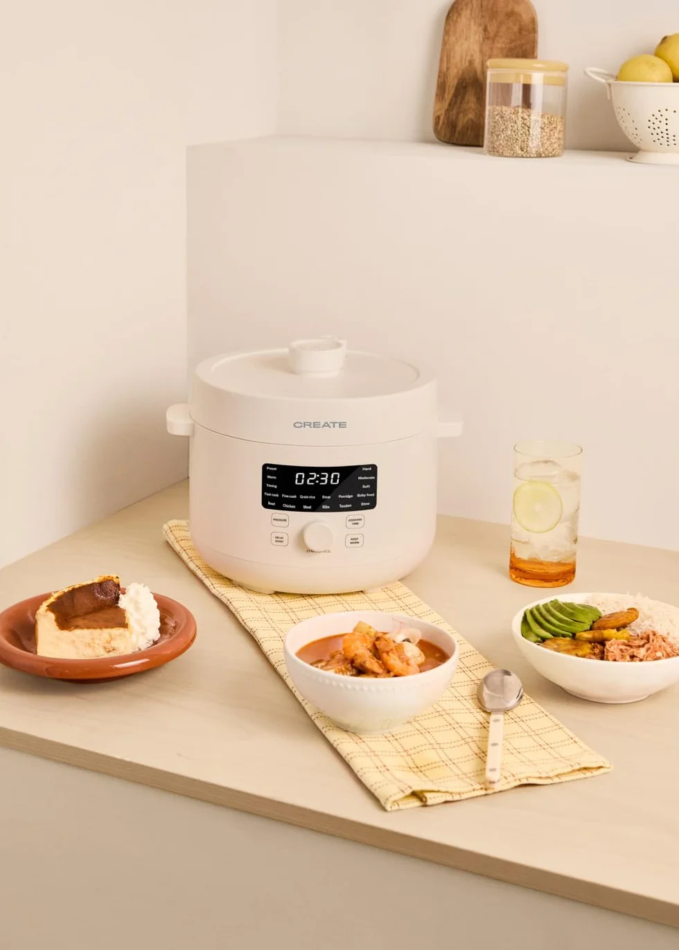 Pentola a pressione elettrica multifunzione programmabile 4L 1200W bianco sporco 15 funzioni timer 24h