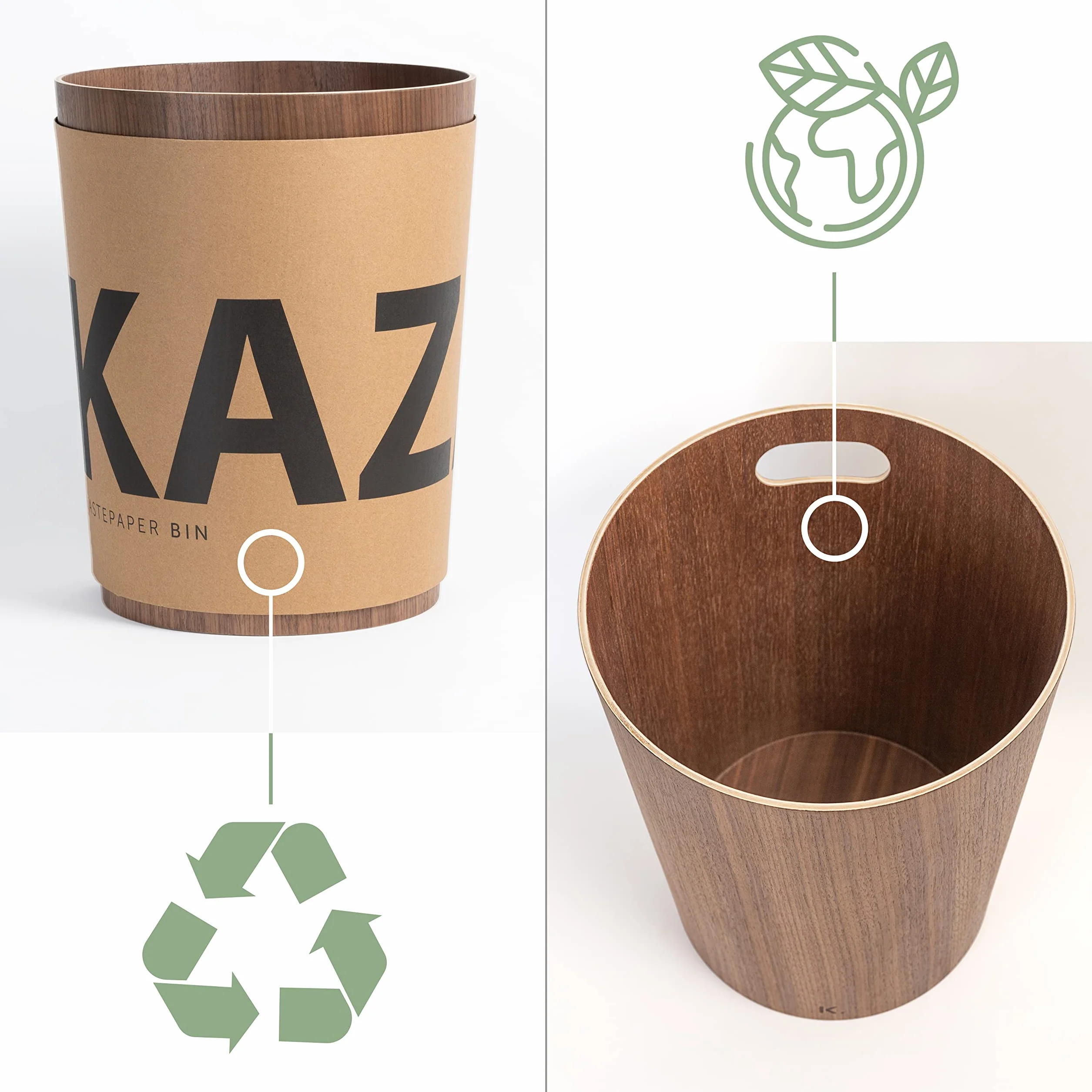 Kazai Börje Cestino Gettacarte in Legno Noce 9 litri