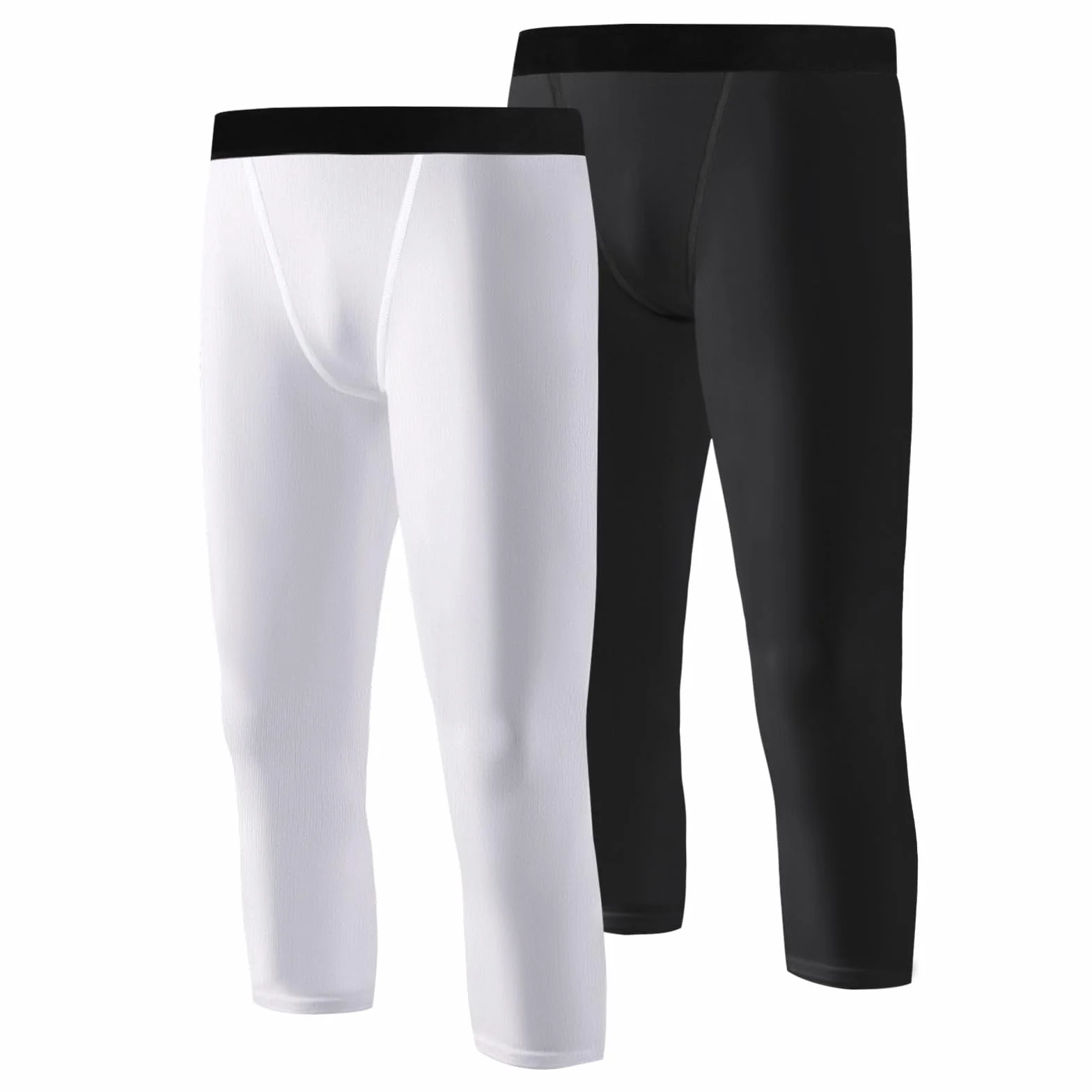 Hotfiary 2 Pack Ragazzi Leggings di Compressione, Bambini 3/4 Lunghezza Pantaloni di Compressione per Basket Calcio Pantaloni Collant, Atletico Sport Corsa Collant Pantaloni per 6-14 Anni