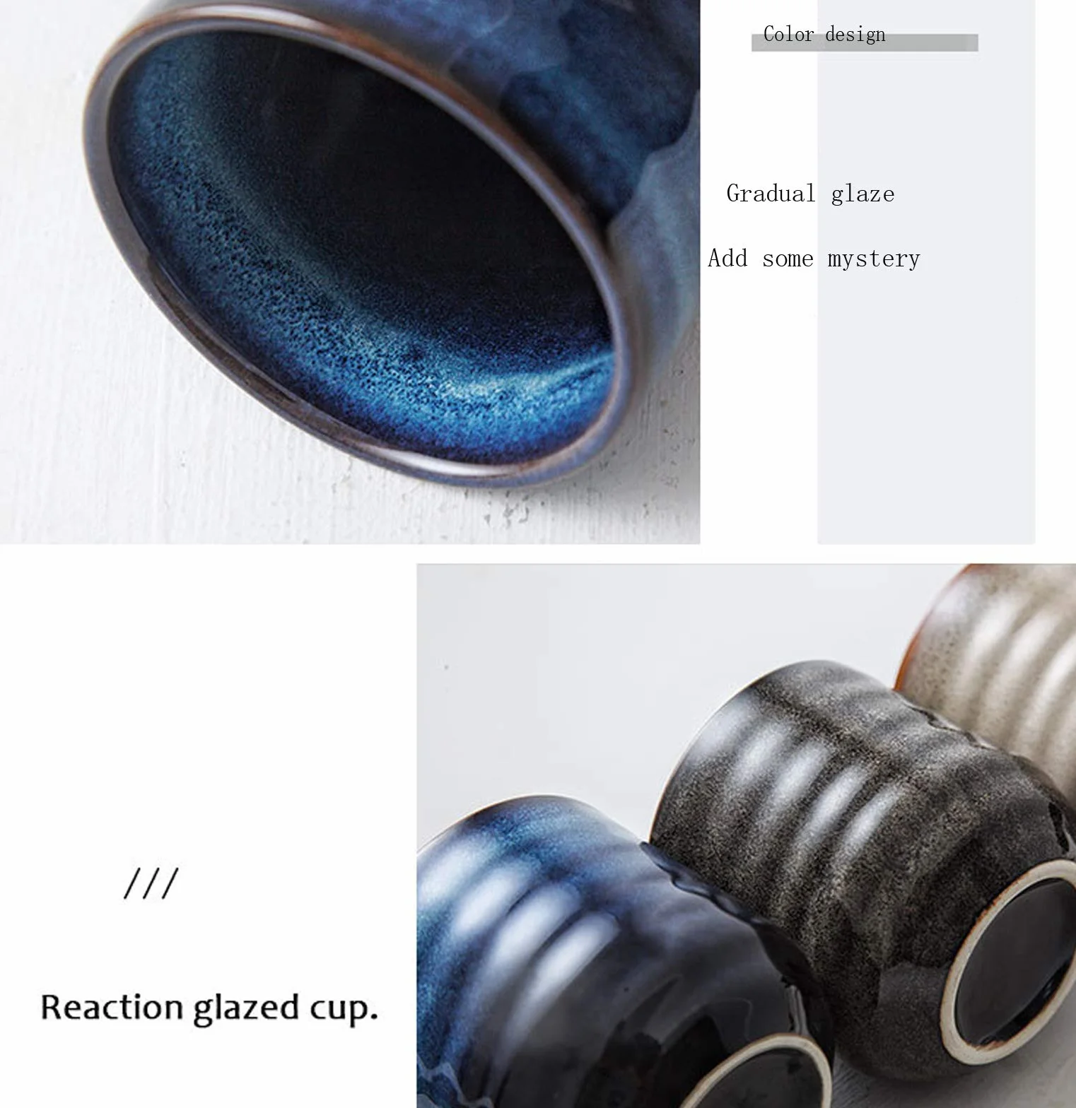 Ceramiczny zestaw do herbaty w stylu japońskim, 4 filiżanki (niebieski)
