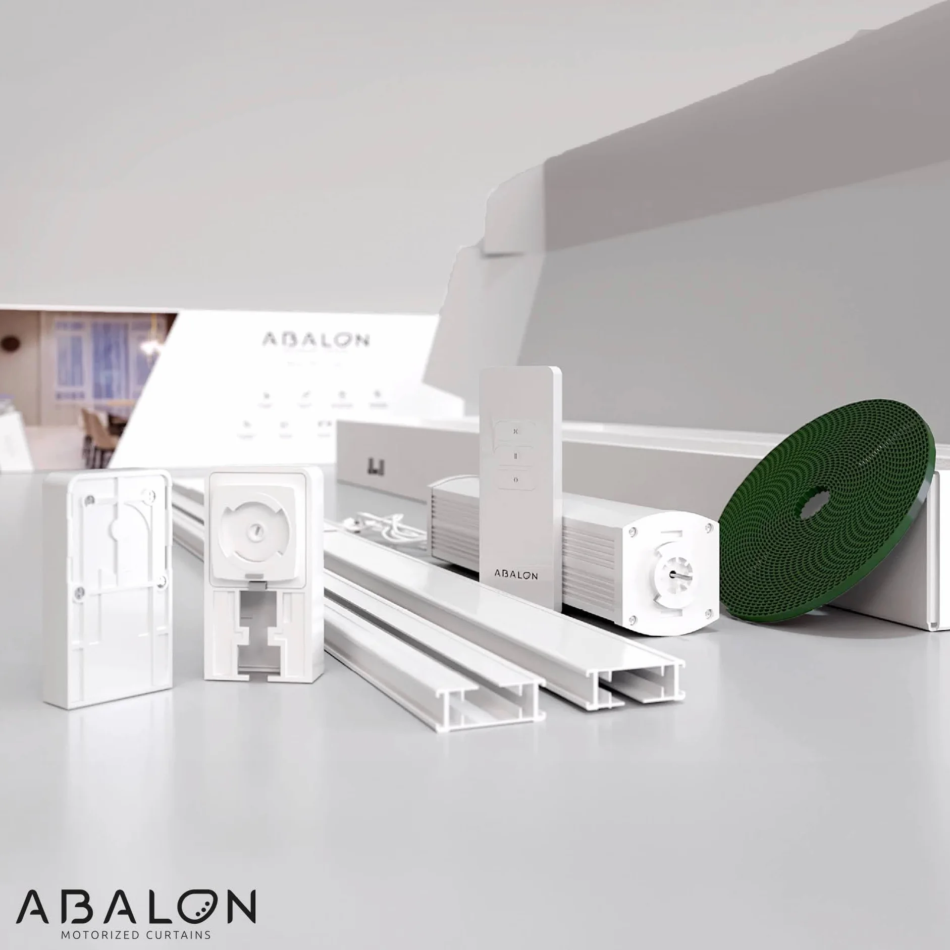 ABALON Binario Motorizzato per Tende, Motore WiFi Compatibile con Alexa, Google Home e App Mobile Tuya Smart, Telecomando, Larghezza fino a 3 metri, Bianco