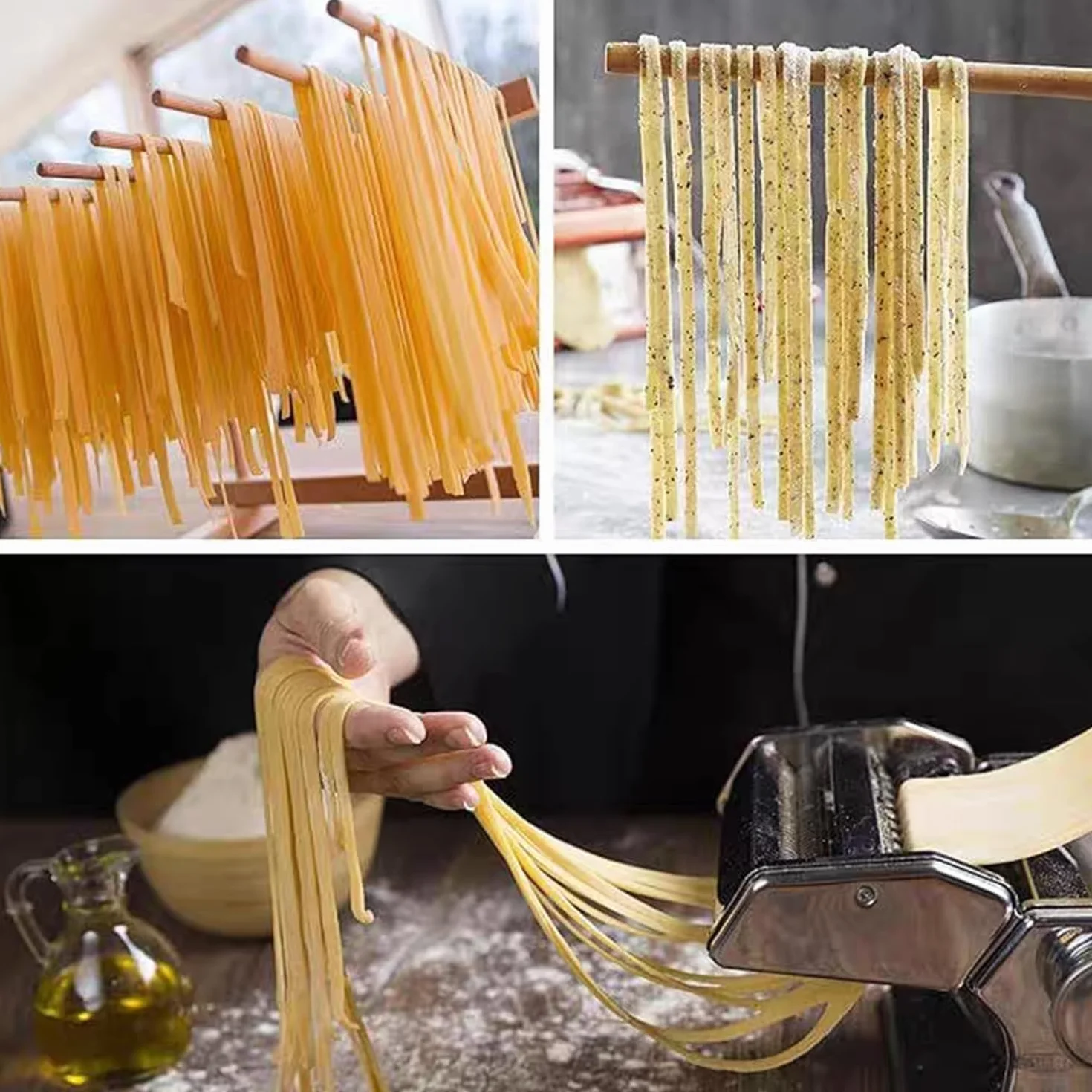Porta Pasta Fresca con 12 aste Asciuga Pasta，asciuga Pasta Fresca，stendi Pasta Fresca，Facile da Pulire, risparmia Spazio