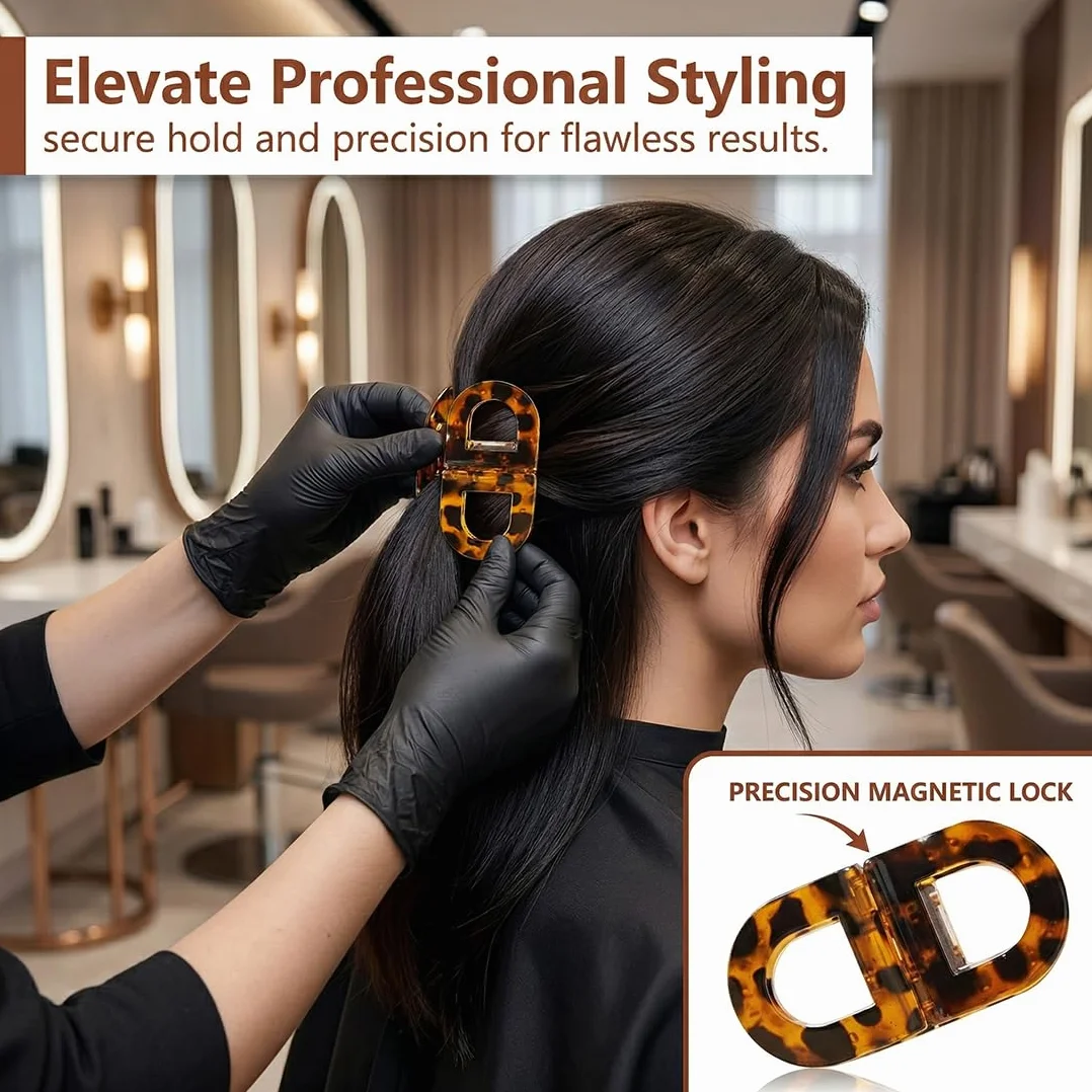 Clip per capelli magnetiche a forte tenuta, pinze professionali per salone 2 Pezzi
