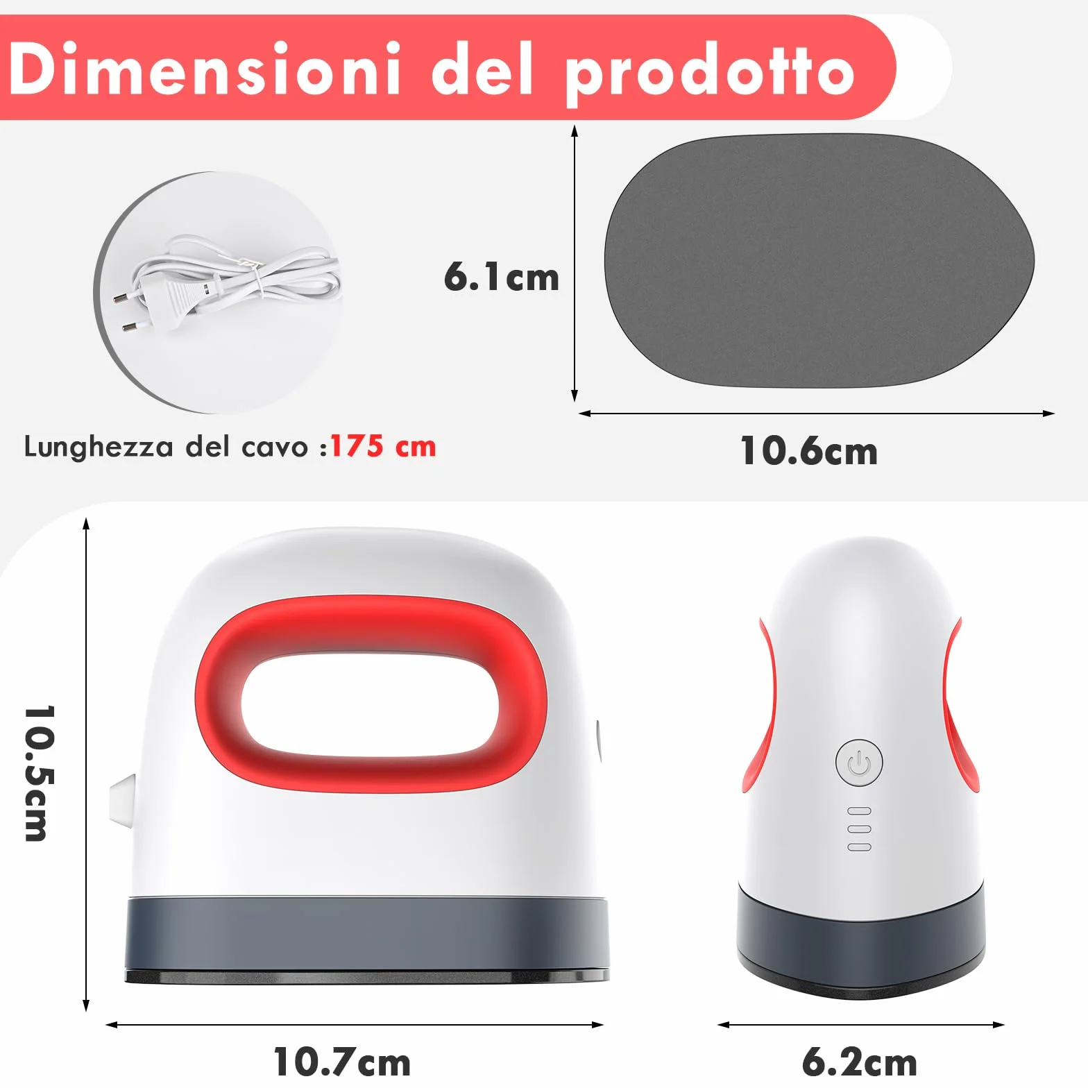 Comius Sharp Mini Pressa a Caldo, Pressa a Caldo Portatile con 3 Livelli di Temperatura, Macchina per Trasferimento Termico per Magliette, Vestiti, Borse, Cappelli (Rosso)
