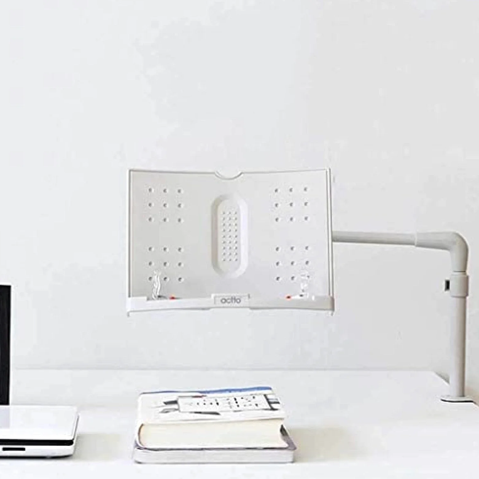 Supporto per Libri Supporto per Libri con Angolo e Lunghezza Regolabili, ruotabile a 360 Gradi - Leggio per Libri di Cucina, Cartella per Libri da Tavolo con Supporto per spartiti con Clip