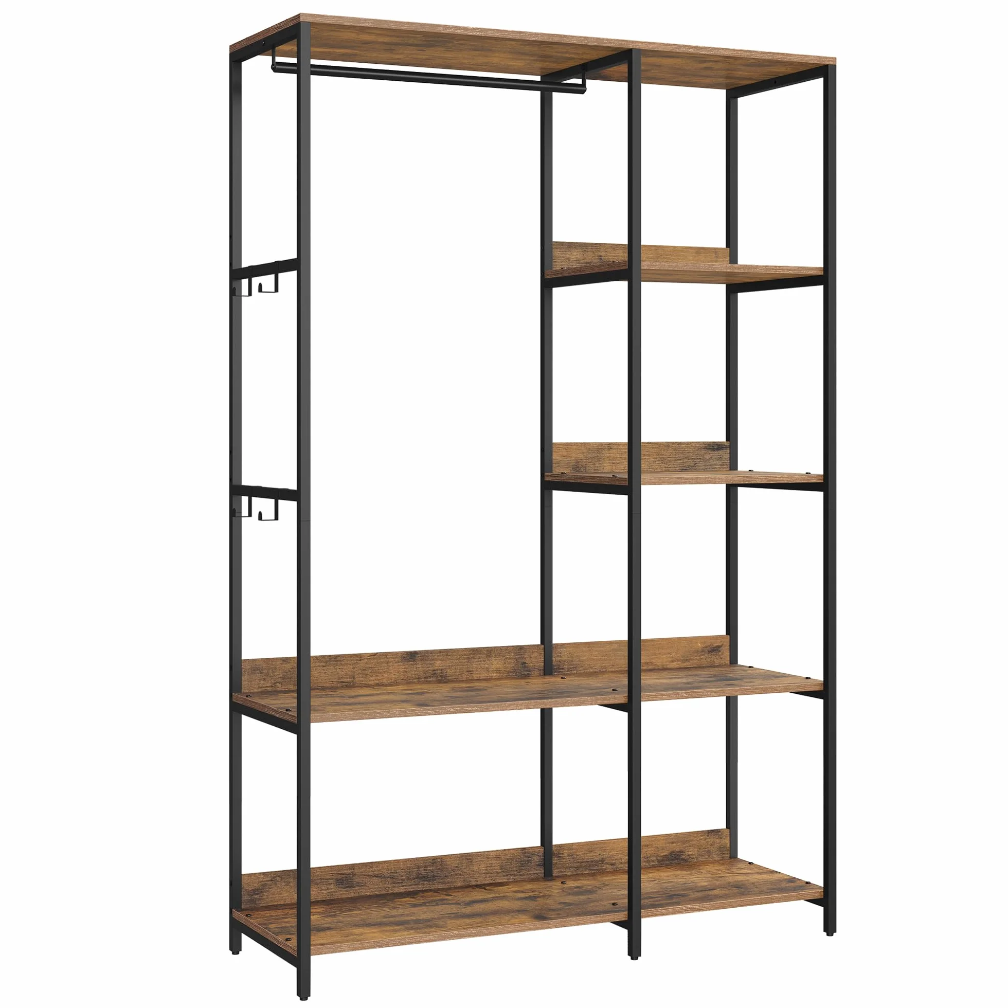 SONGMICS Armadio Aperto con Aste e Ripiani, 98 x 40 x 181 cm, Marrone Vintage RGR024B01