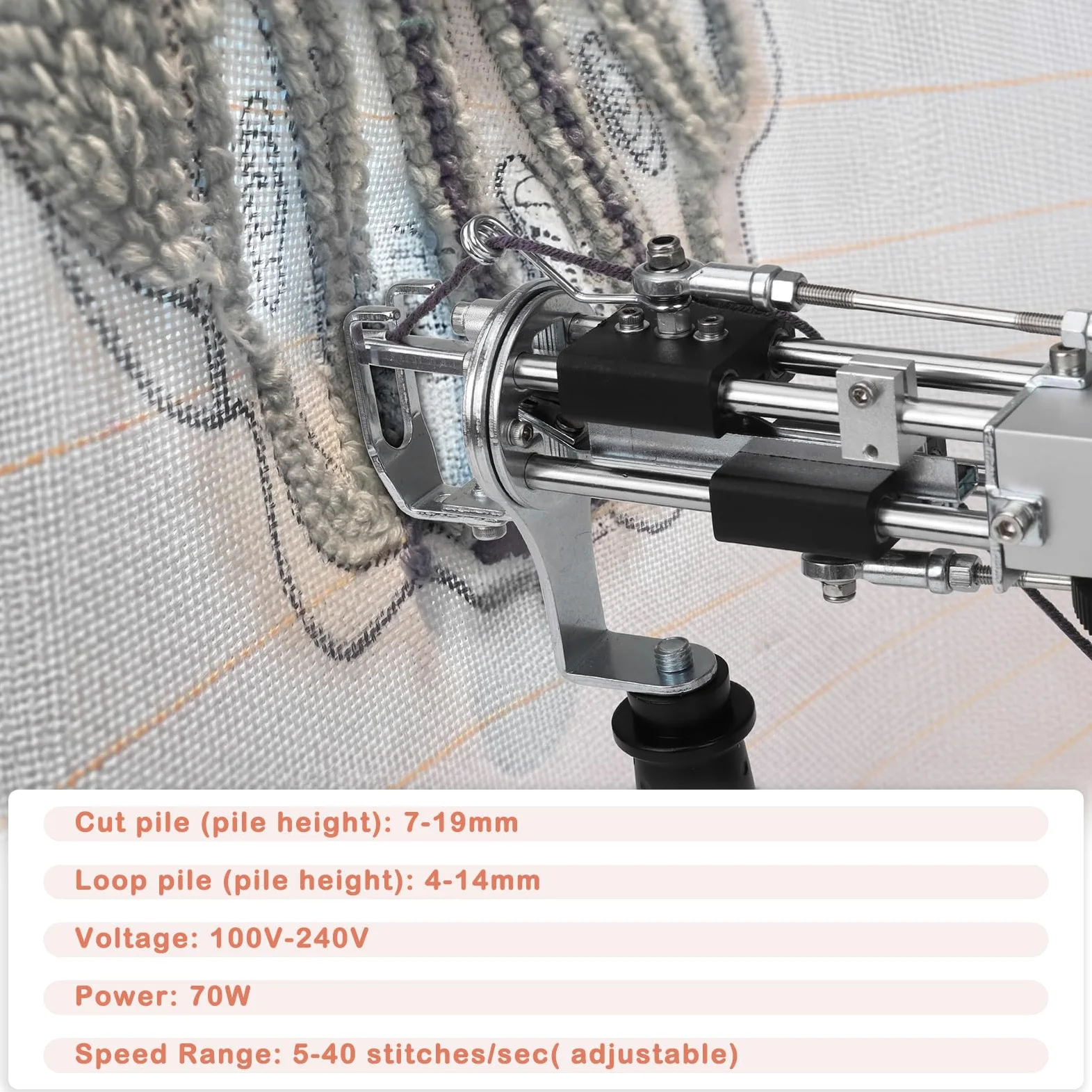 JTVTW Kit pistola per tufting con tessuto antiscivolo e 12 palline di lana per principianti (blu)