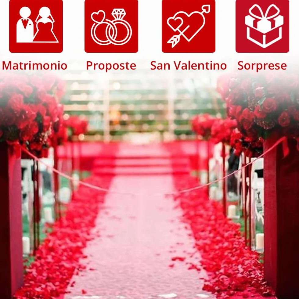 Kit Romantico di 50 Candeline a Forma di Cuore + 1000 Petali di Rosa di Seta + 5 Palloncini Rossi - Decorazioni per Matrimonio, San Valentino e Fidanzamento
