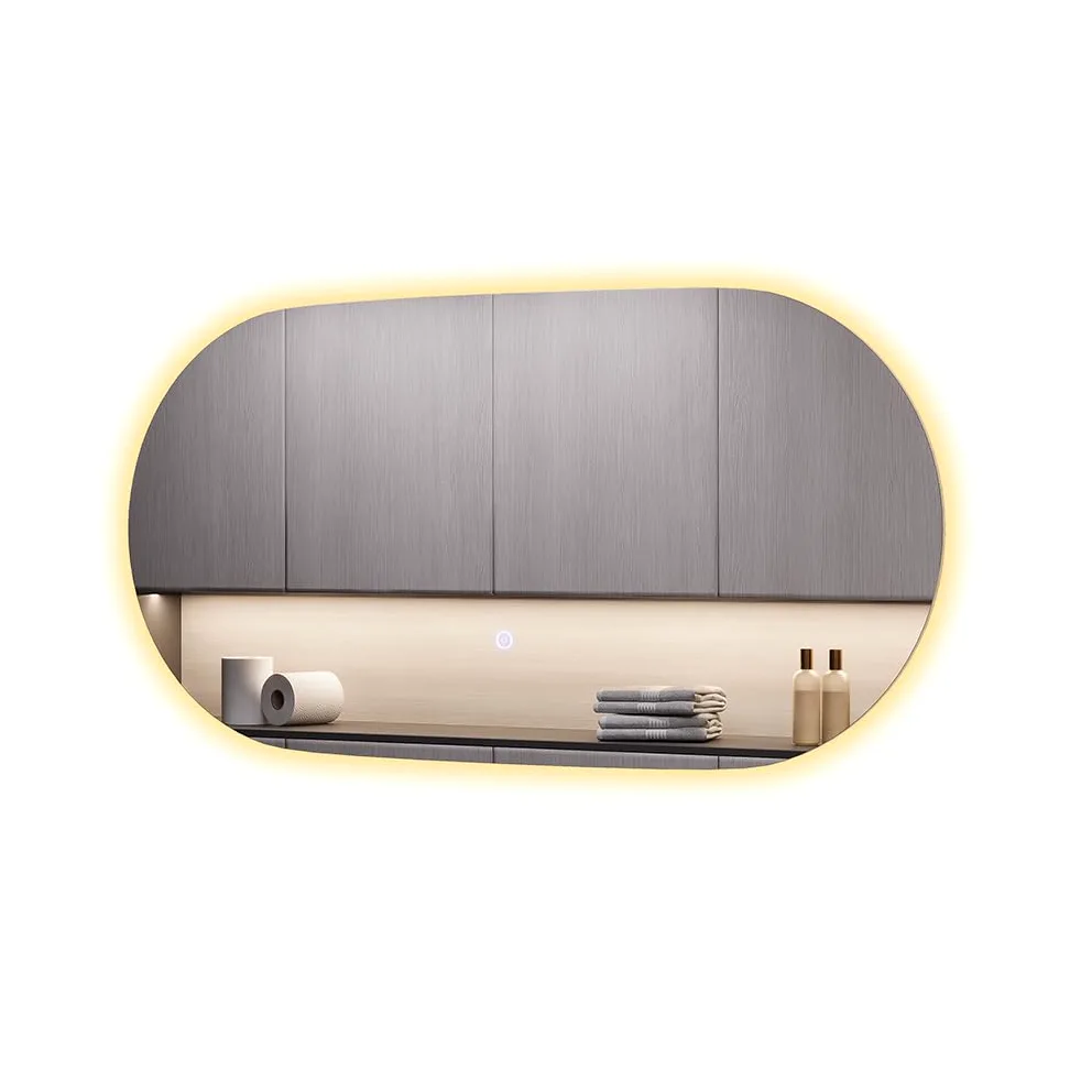 Vicco Specchio bagno Miral, Vetro, 80 x 40 cm con retroilluminazione, per montaggio a parete con illuminazione LED integrata