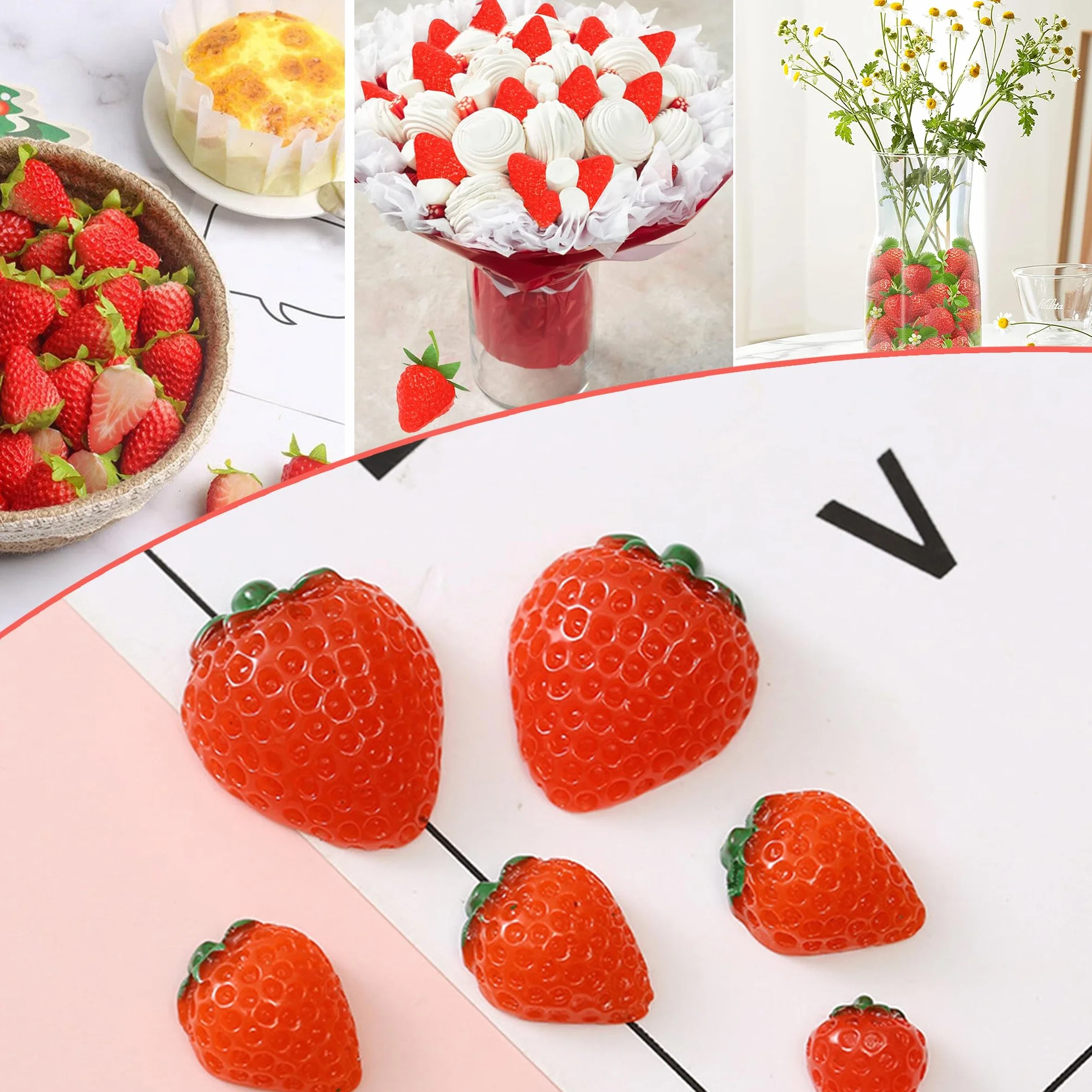 Fragola Artificiale in Resina 30 Pezzi - Frutta Decor Simulazione per Artigianato Fai da Te