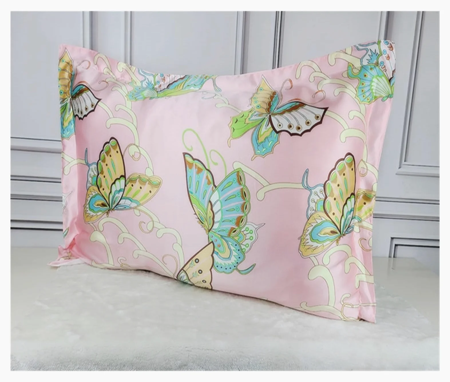 Federa in seta da 19 mm, federa in raso stampata con chiusura a busta, per letto standard, queen e king size, lussuosa per capelli e pelle (9,48 x 74 cm)
