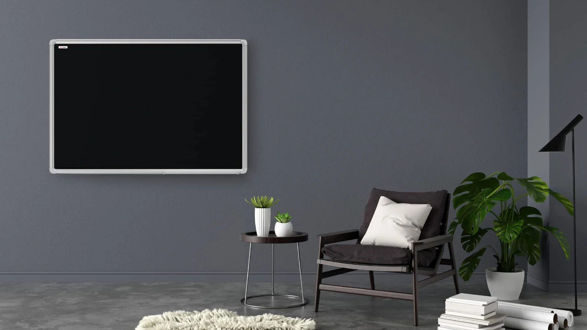 ALLboards Lavagna Nera da Gesso Magnetica con Cornice in Alluminio 120x90cm, Scrivibile con Gessetti e Pennarelli a Gesso