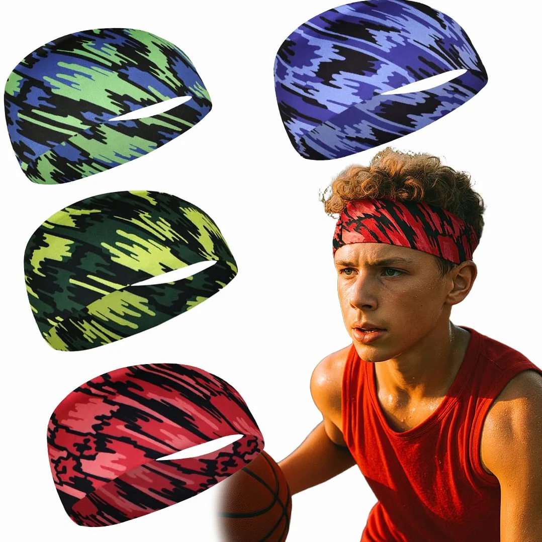 Fascia sportiva per bambini traspirante elastica a bandana 4 pezzi per corsa ciclismo allenamento calcio