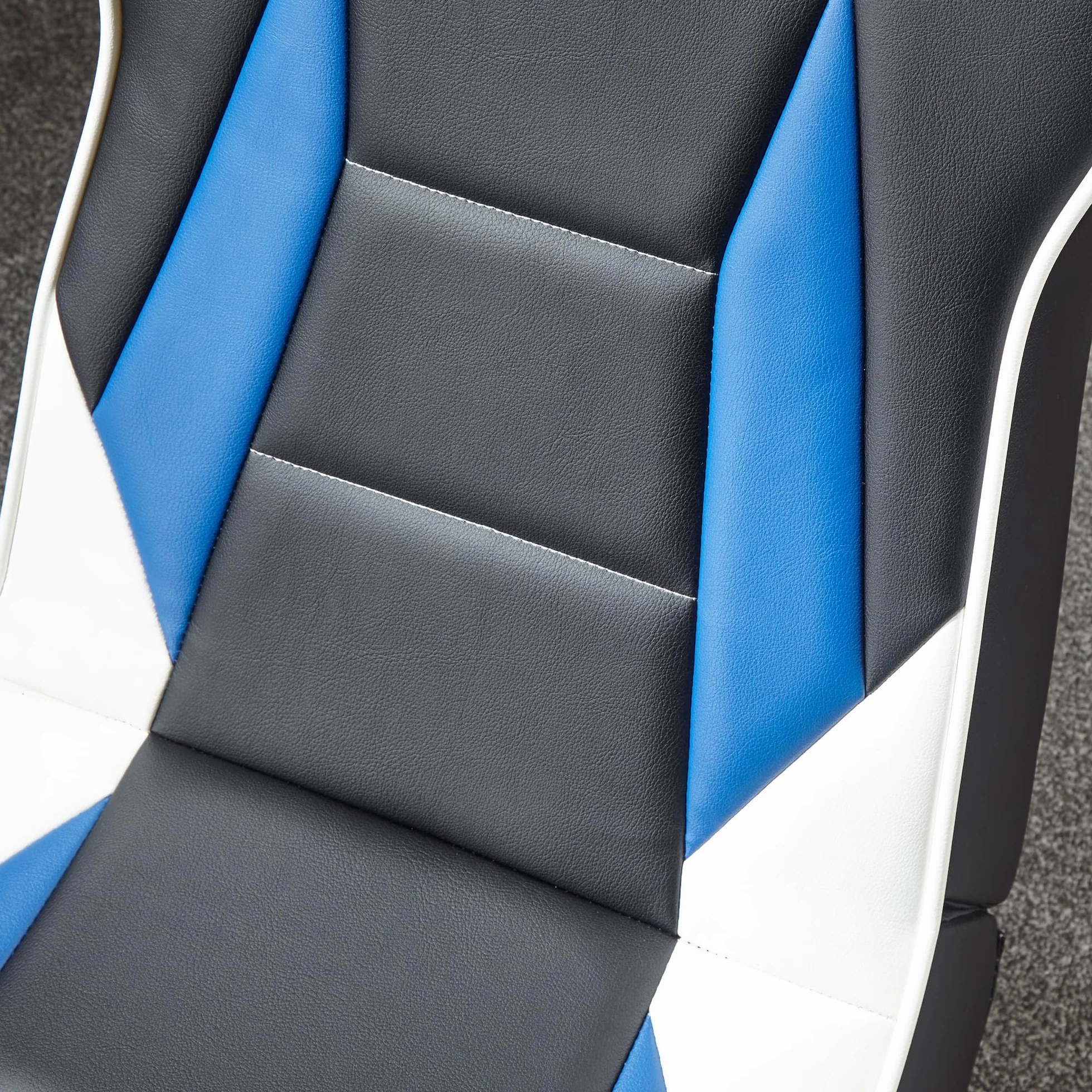 X-Rocker Sedia da gioco con licenza ufficiale PlayStation Geist 2.0, comoda seduta pieghevole da pavimento con altoparlanti, pelle PU per PS4, PS5, PC, cellulare, nero/blu