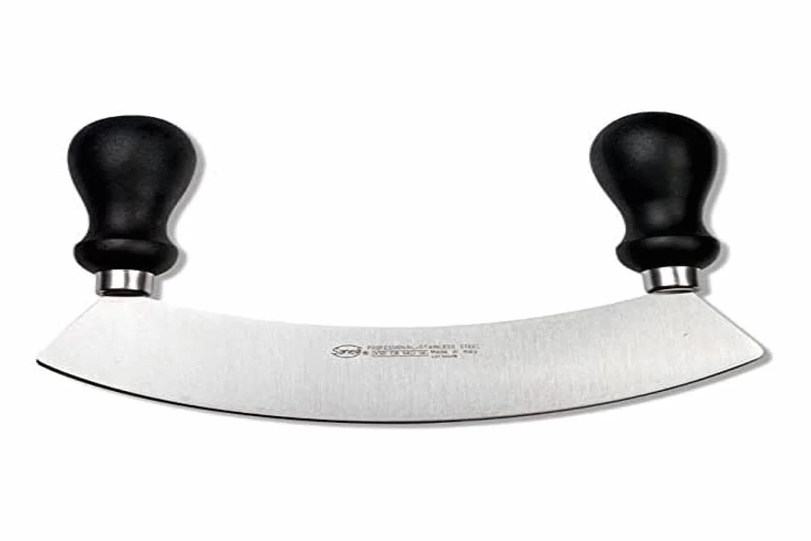 Sanelli Accessori professionali Mezzaluna manico tondo, Acciaio Inox, Nero, Lunghezza lama: 24 cm.