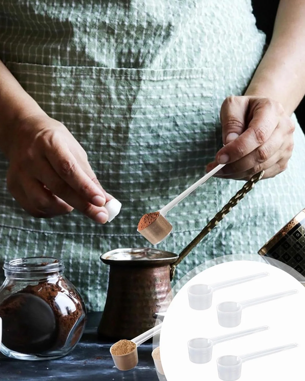 4 Pezzi Cucchiai Dosatori Trasparente in Plastica, Cucchiaio Dosatore 2g,3g,4g,5g, Grammi Misurino Misuratore di Proteine ​​del Caffè in Polvere, per Misure Sperimentali in Cucina