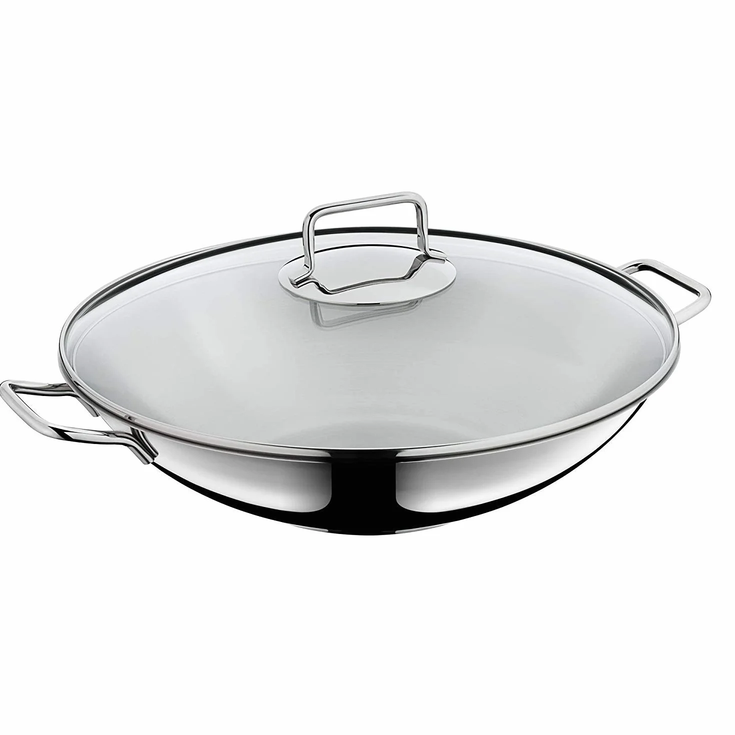 Wmf Macao - Set Wok A Induzione, 2 Pezzi, Padella Wok 36 Cm, Con Coperchio In Vetro, Acciaio Inox Cromargan Lucido Non Rivestito, 40 x 39.5 x 14 cm