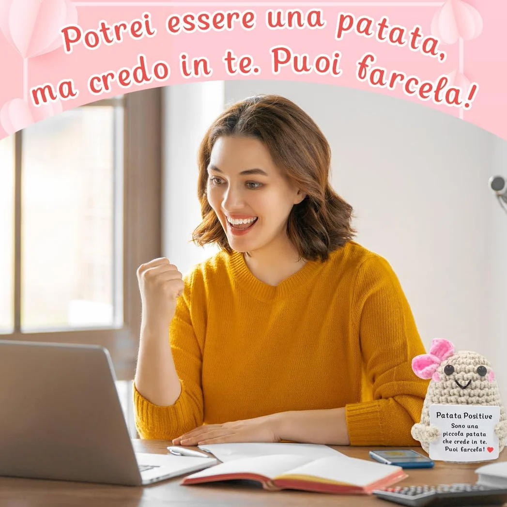 Patata Portafortuna, Idee Regalo Donna Natale, Patata dall'energia Positiva Italiano, Regali Simpatici, Regalo Originale e Divertente per Famiglia Amica Collega Bambina Sorella
