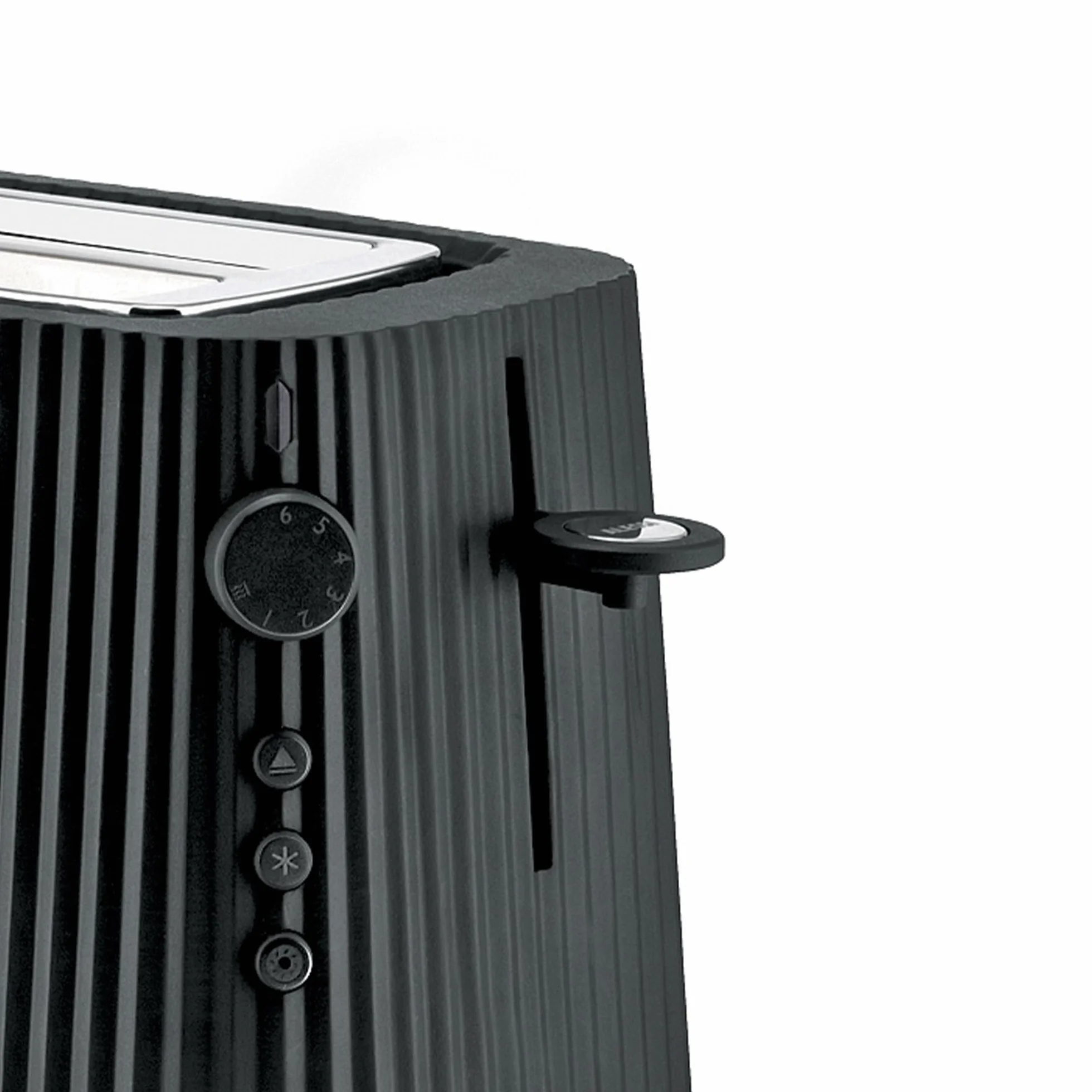 Alessi Plissé MDL08 B - Tostapane di Design, Sei Livelli di Doratura, in Resina Termoplastica, Spina Europea, 850 W, Nero