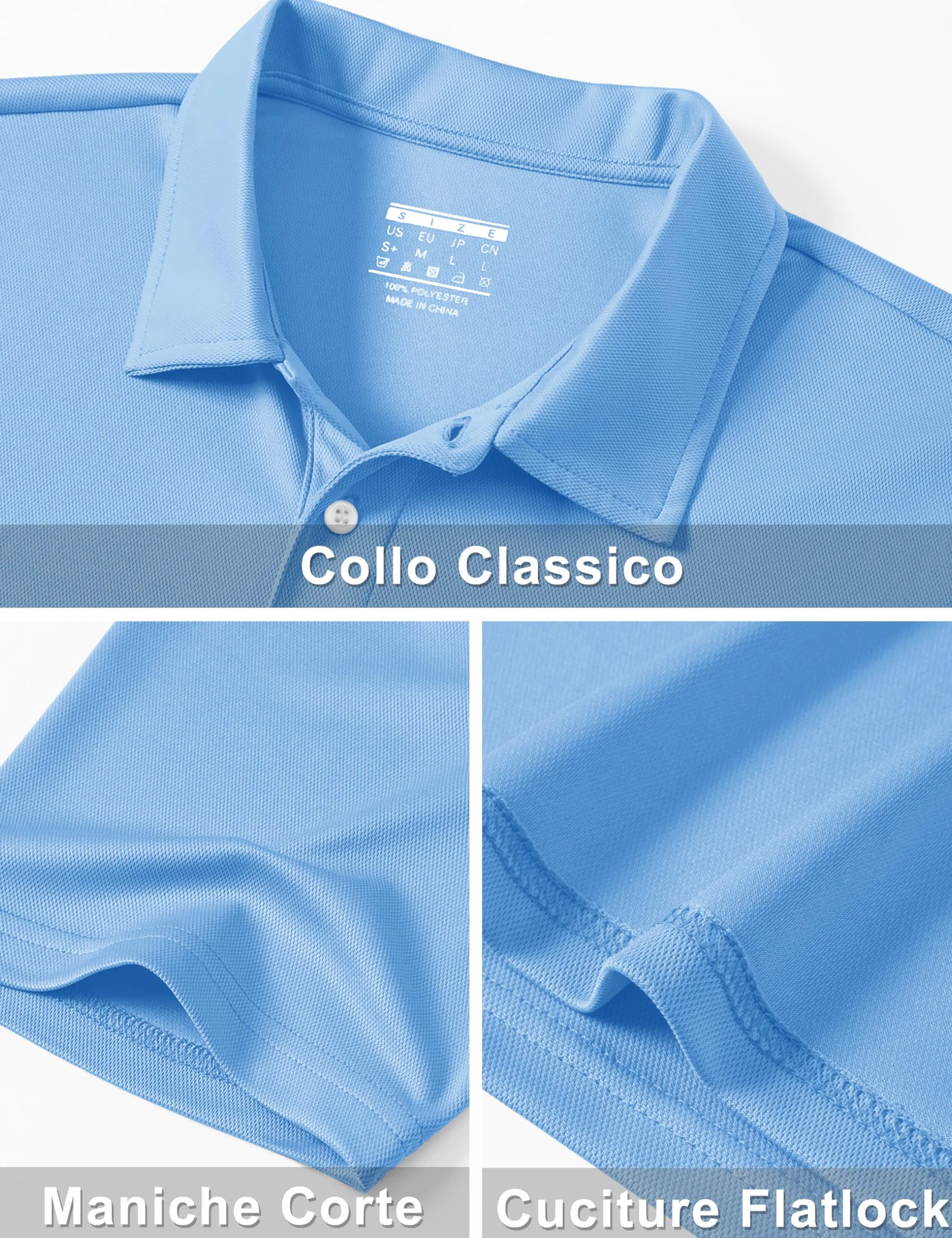 TACVASEN Polo Uomo Manica Corta Estiva Maglietta Traspirante Tecnica Basic Golf Slim Fit Leggera Elegante