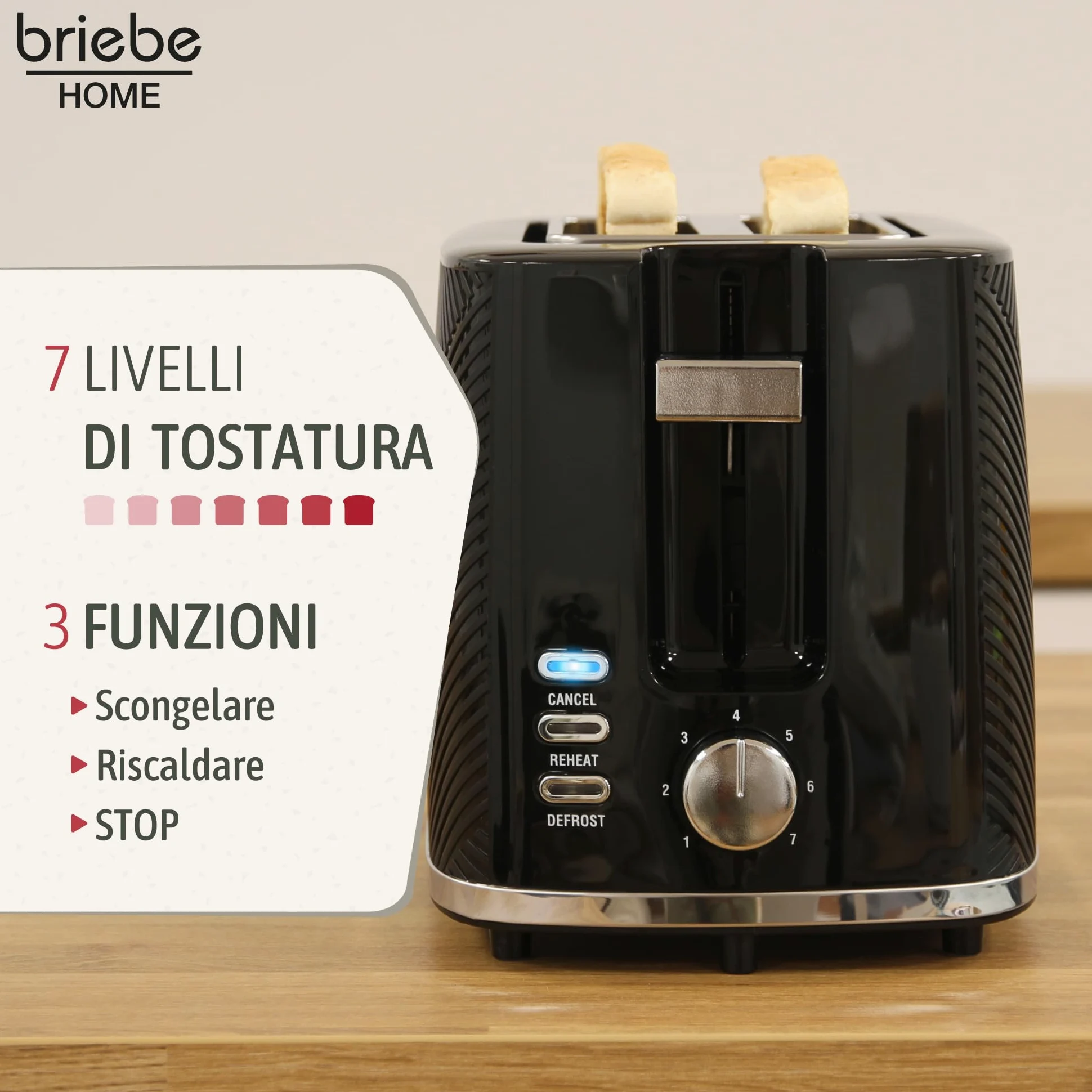briebe Elegance, Set tostapane con fessura larga 2 fette + bollitore d'acqua elettrico 1,7 l senza fili 2200 W, senza BPA + caffettiera a goccia con filtro 10 tazze 1,25 l, set colazione design
