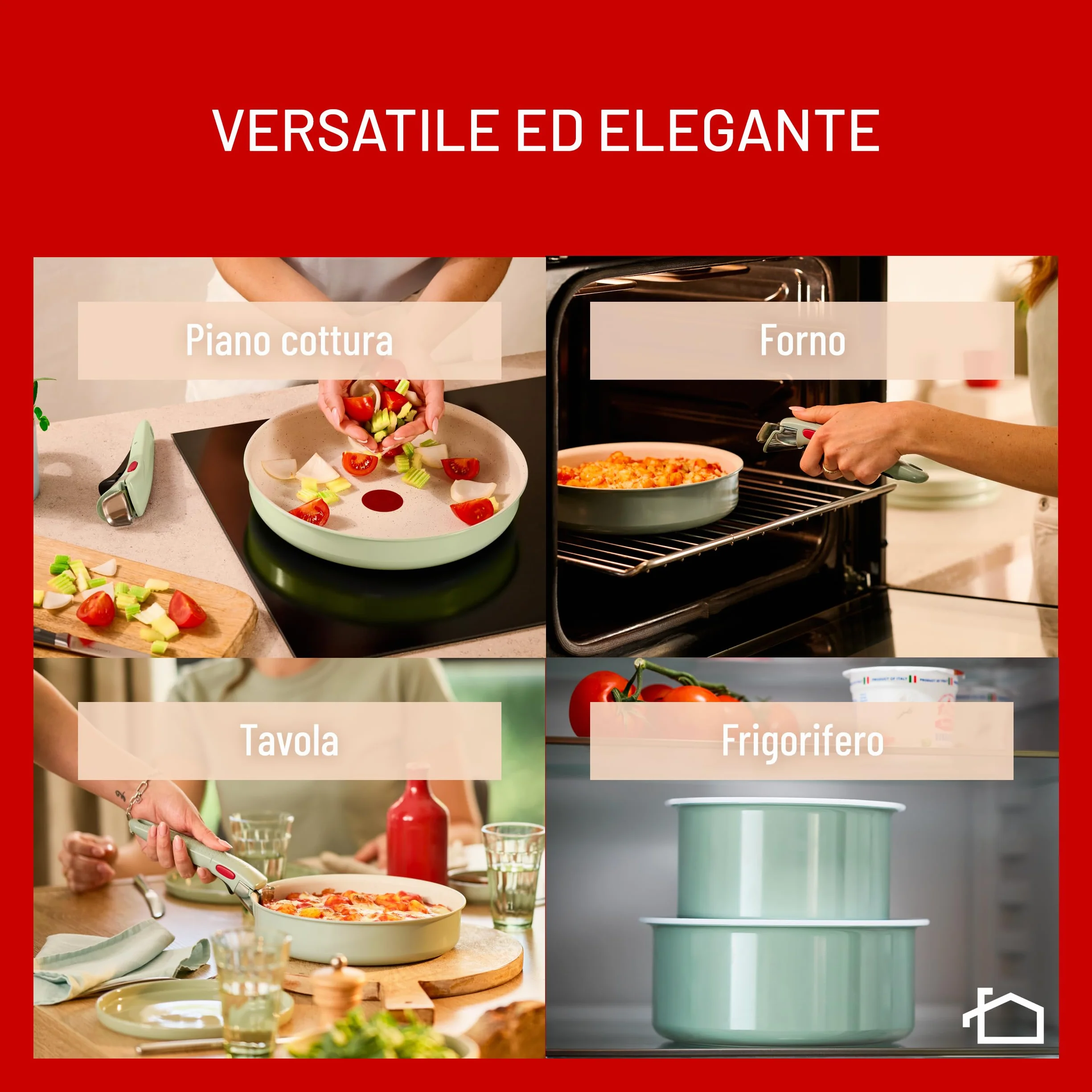Lagostina Ingenio Pastel Set di Padelle Antiaderenti 4 Pezzi con Manico Rimovibile Compatibili Induzione Forno