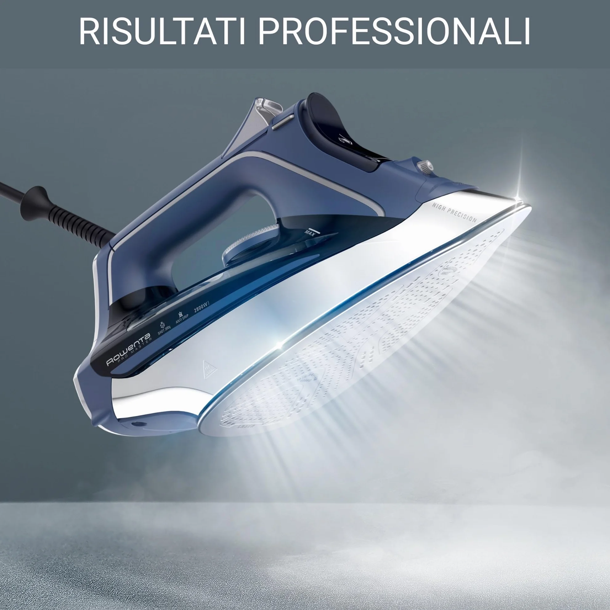 Rowenta DW8215D1 PRO Master Ferro da Stiro a Vapore, Con Funzione Anticalcare, Erogazione Continua da 45 g/min, Potenza 2800 W, Acciaio Inossidabile, Blu