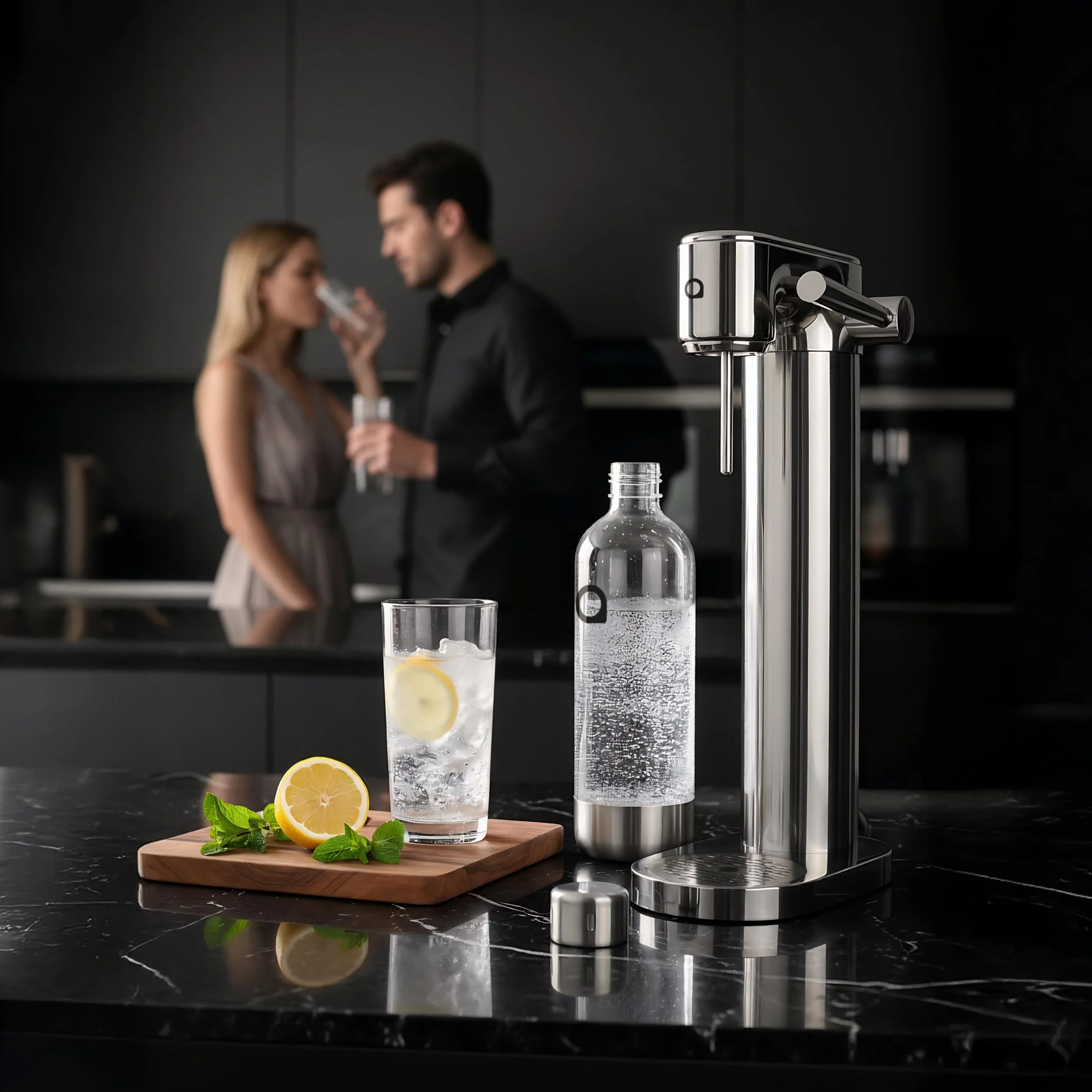 Aquafloow Macchina Soda per Acqua Frizzante in Acciaio Inox, Gasatore d’Acqua con CO₂ Ricaricabile, Bombola 60L, Bottiglia Senza BPA
