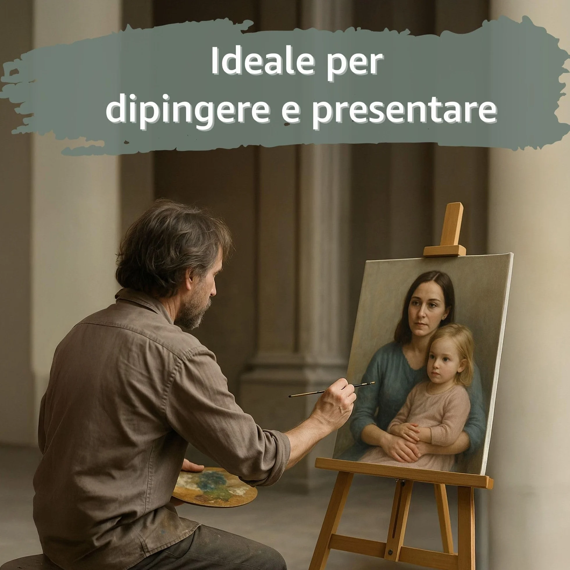 Cavalletto pittura in legno 175 cm pieghevole regolabile in altezza per artisti